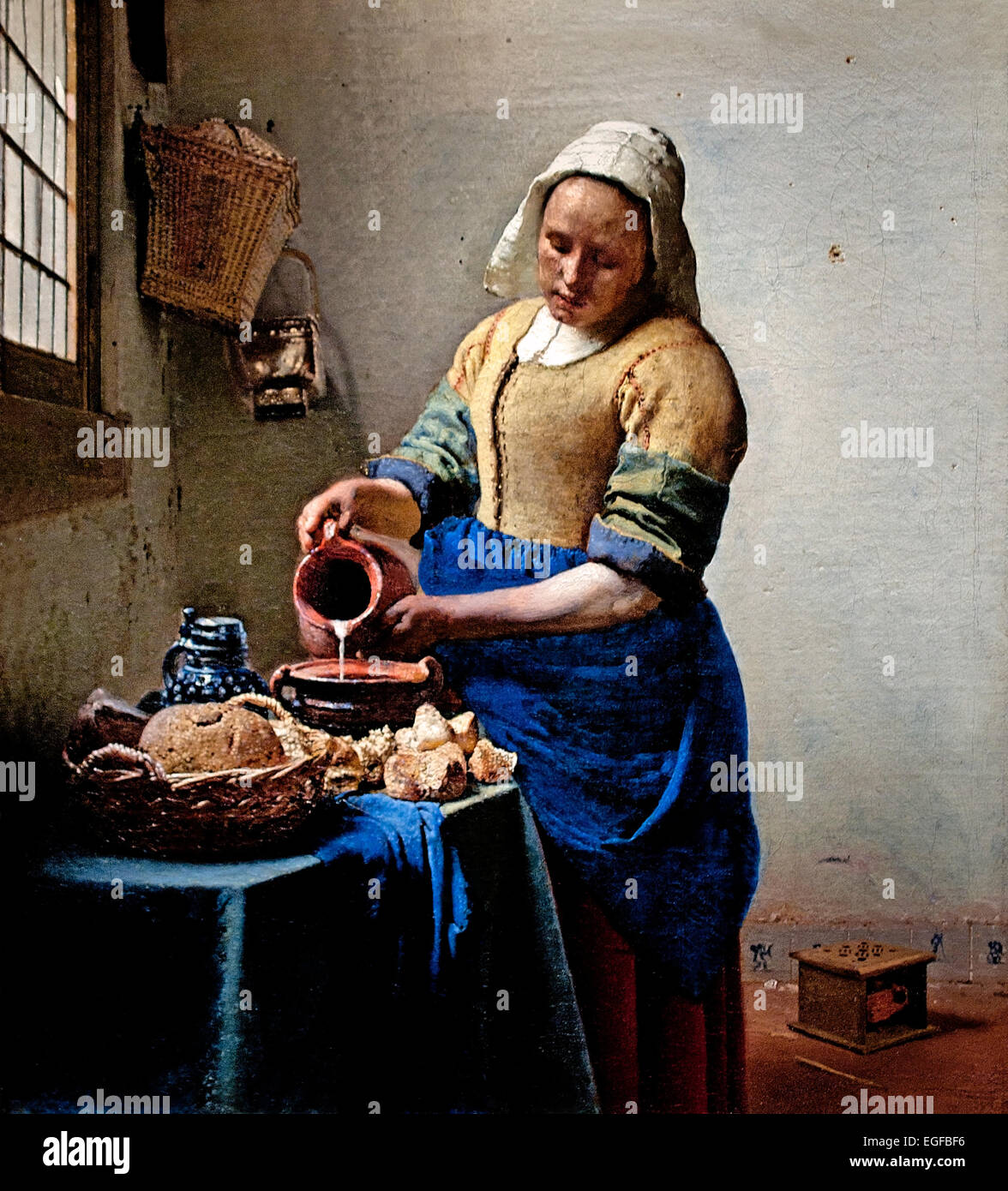 The Kitchen Maid Milkmaid -  Het melk meisje (1658-1660)  Johannes Jan Vermeer  Dutch, Delft 1632–1675 Delft Netherlands Stock Photo