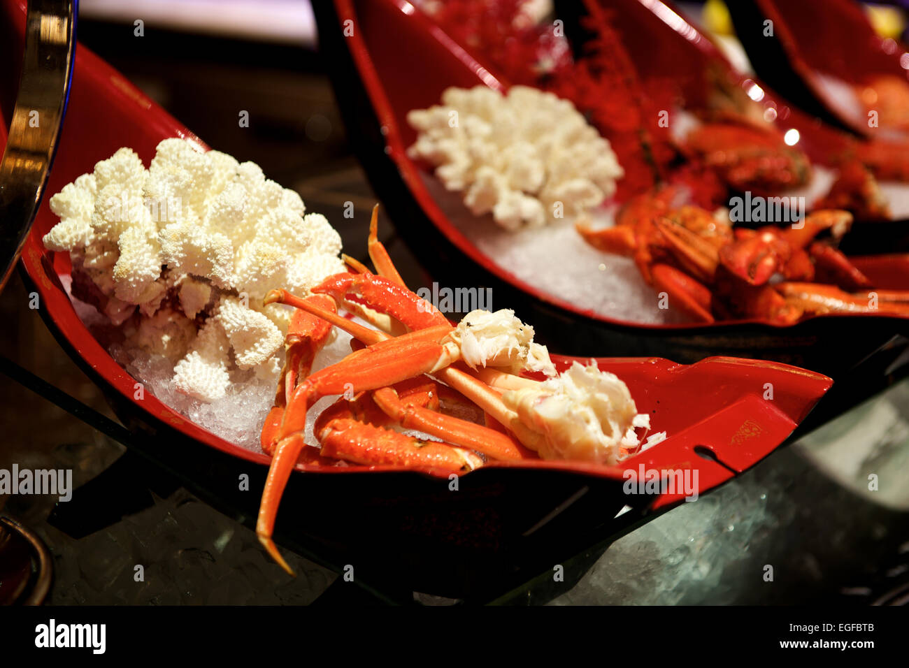 Crab legs seafood in a buffet restaurant Stock Photo Alamy