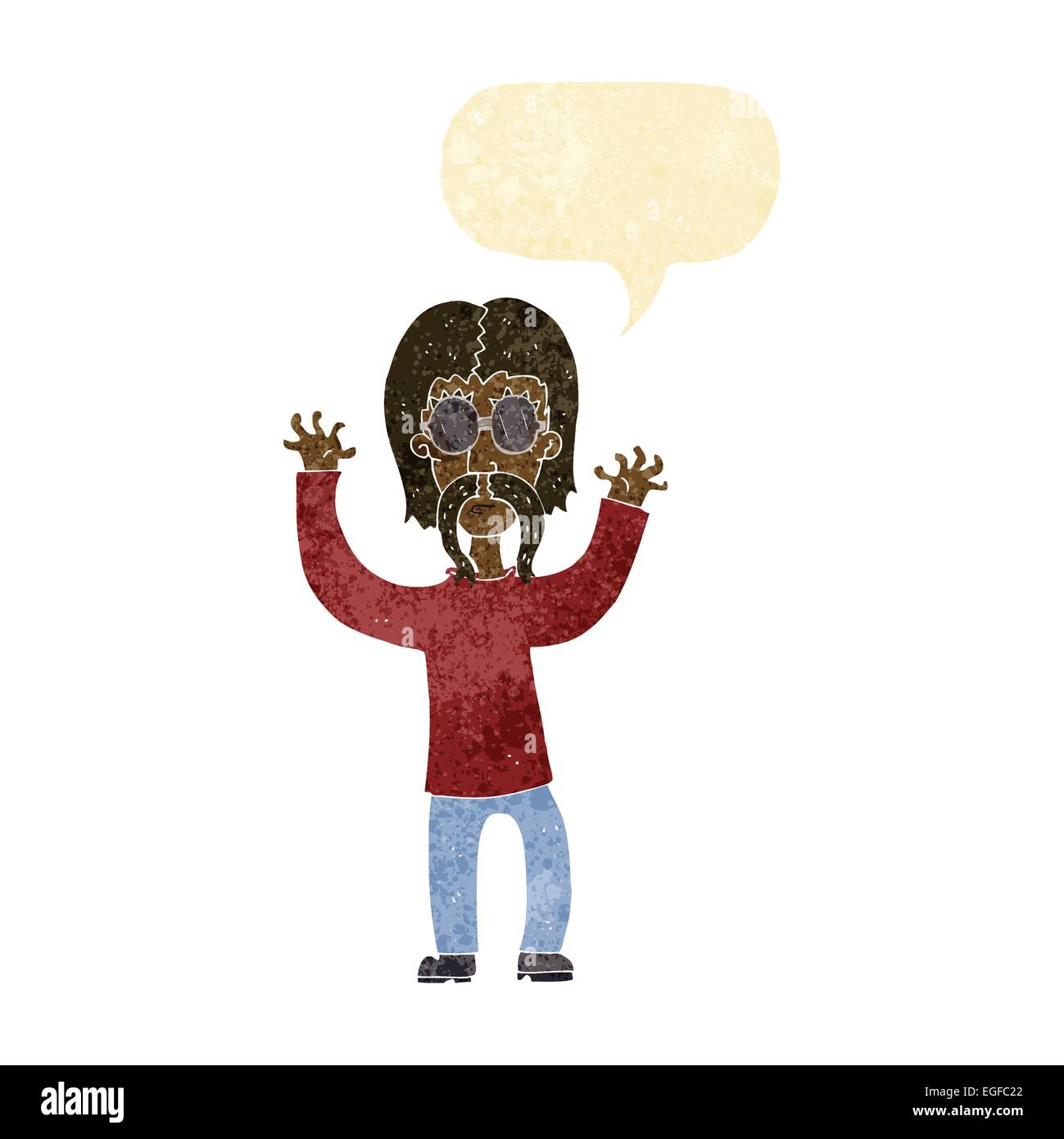 cartoon hippie man waving arms with speech bubble Stock Vector Image ...