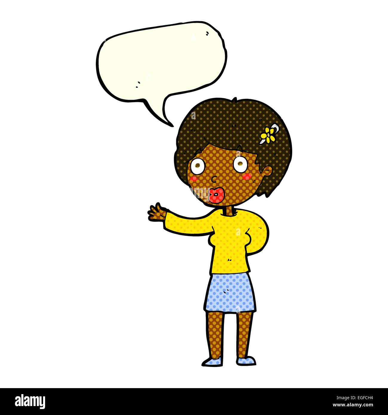 cartoon waving woman with speech bubble Stock Vector Image & Art - Alamy