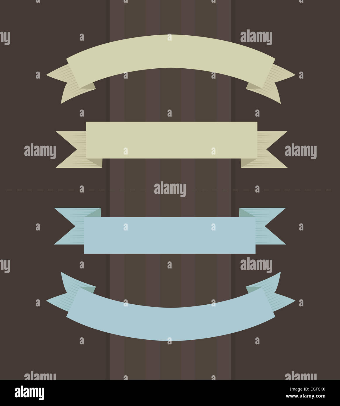 Vector illustration of ribbons in vintage colors on brown background ...