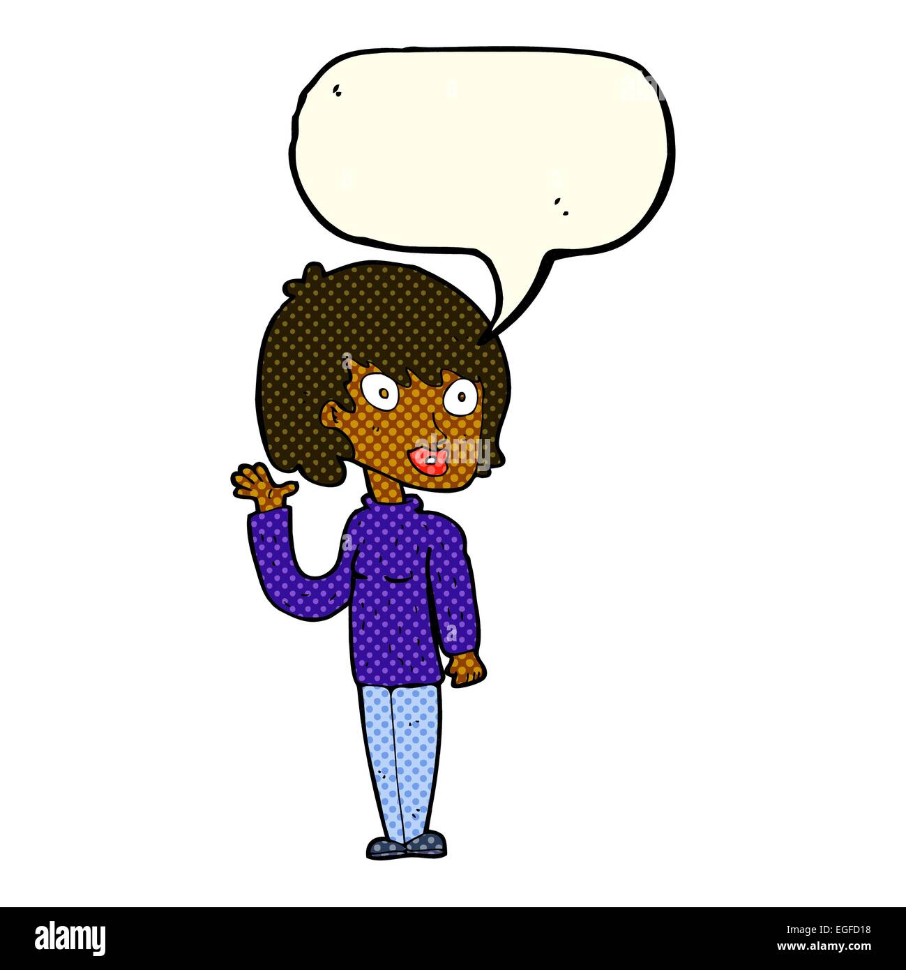 cartoon waving woman with speech bubble Stock Vector Image & Art - Alamy