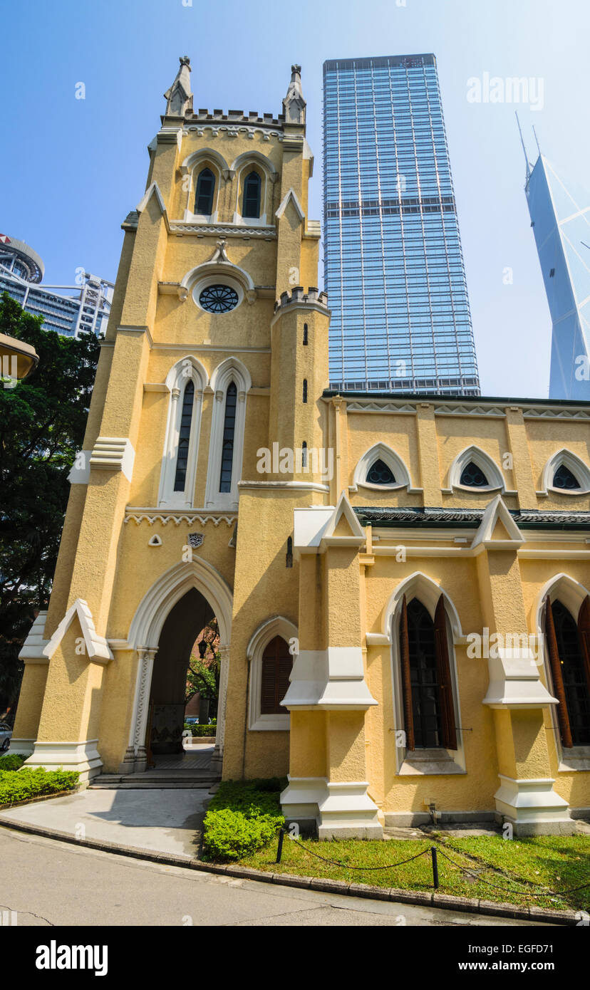 Tower of St. John's Cathedral, Central, Hong Kong Island, Hong Kong Stock Photo