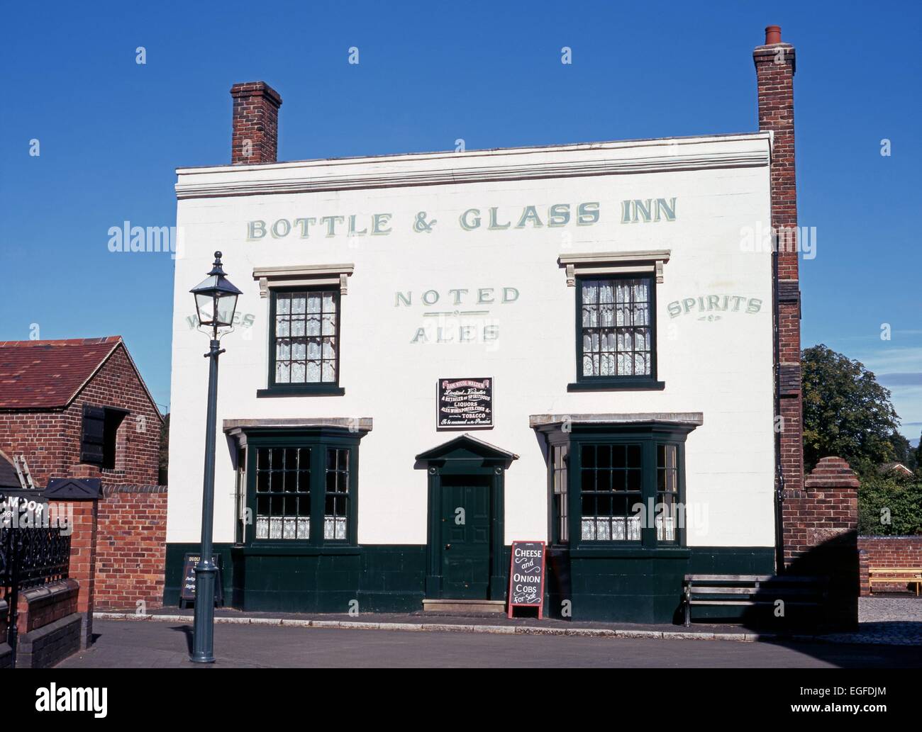 The Bottle and Glass public house at the end of the main village street at the Black Country Living Museum, Dudley, England. Stock Photo