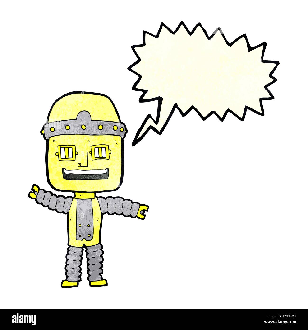 cartoon waving robot with speech bubble Stock Vector Image & Art - Alamy