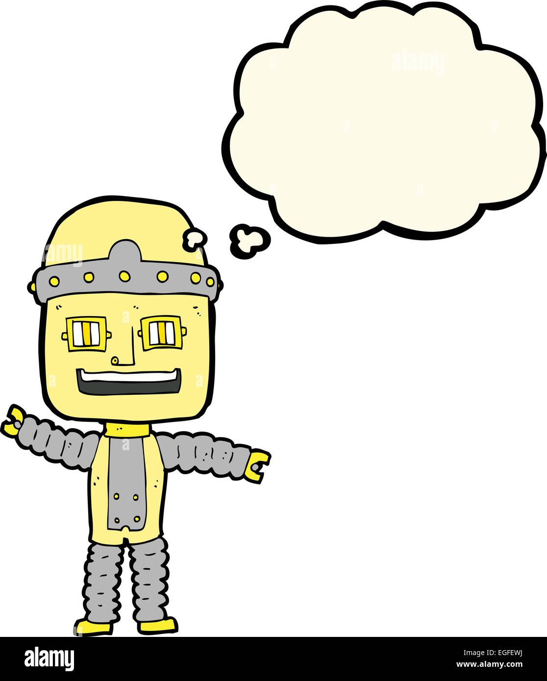 cartoon waving robot with thought bubble Stock Vector Image & Art - Alamy
