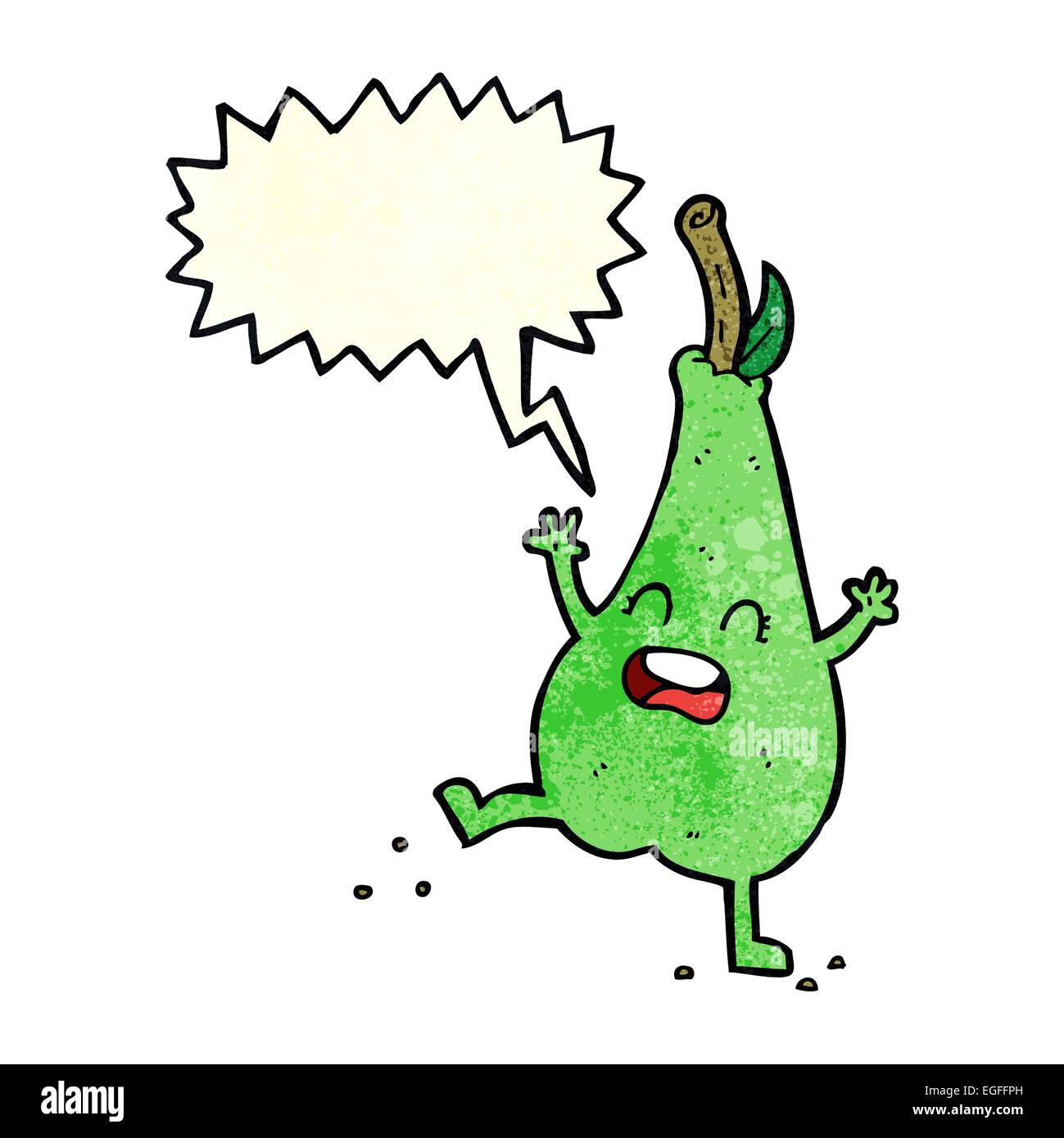 cartoon happy dancing pear with speech bubble Stock Vector Image & Art ...