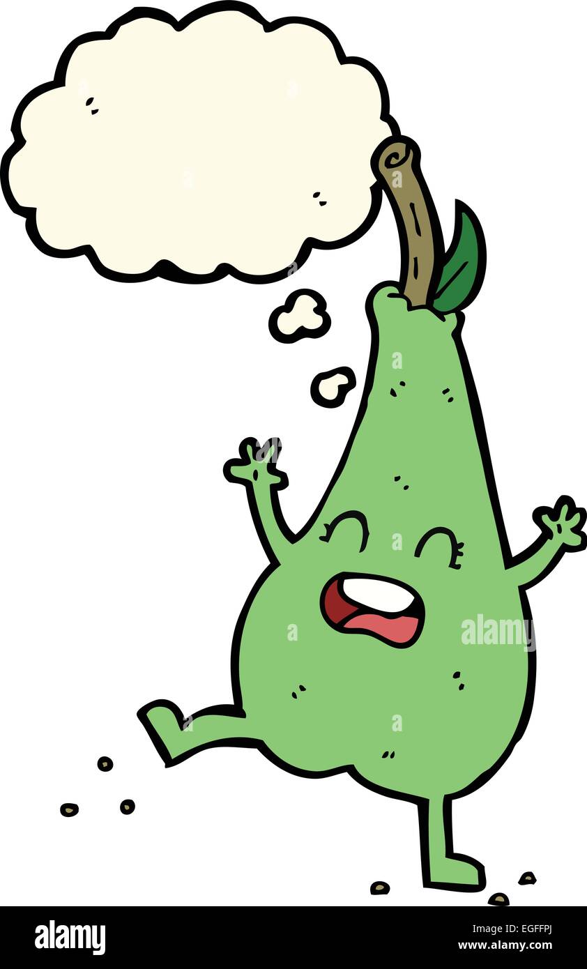 cartoon happy dancing pear with thought bubble Stock Vector Image & Art ...