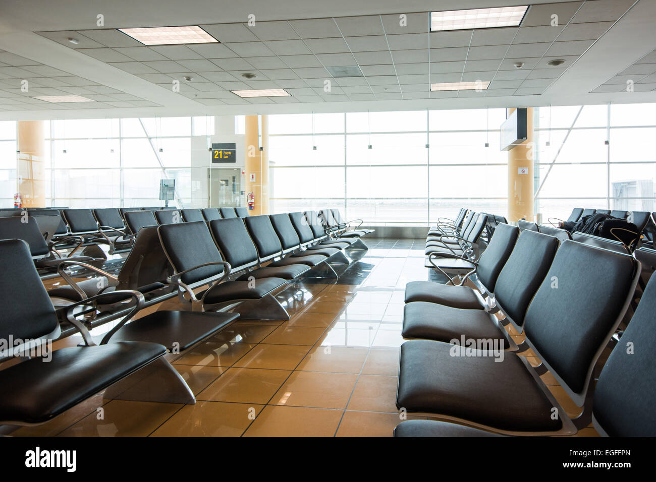 Airport Departure Gate Waiting Area with Seats Stock Photo