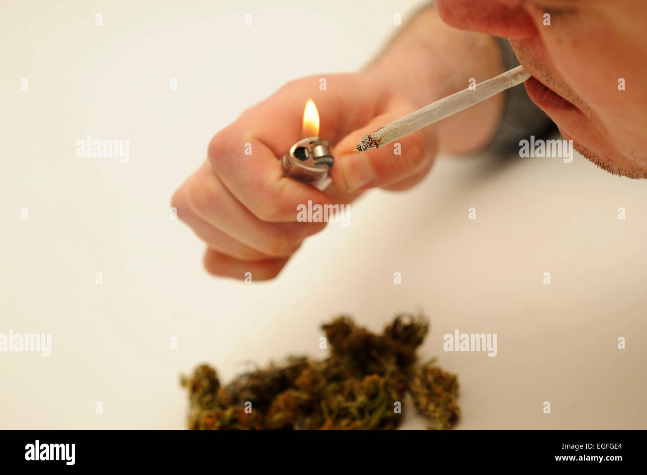 Medicinal Marijuana Joint being Smoked Stock Photo