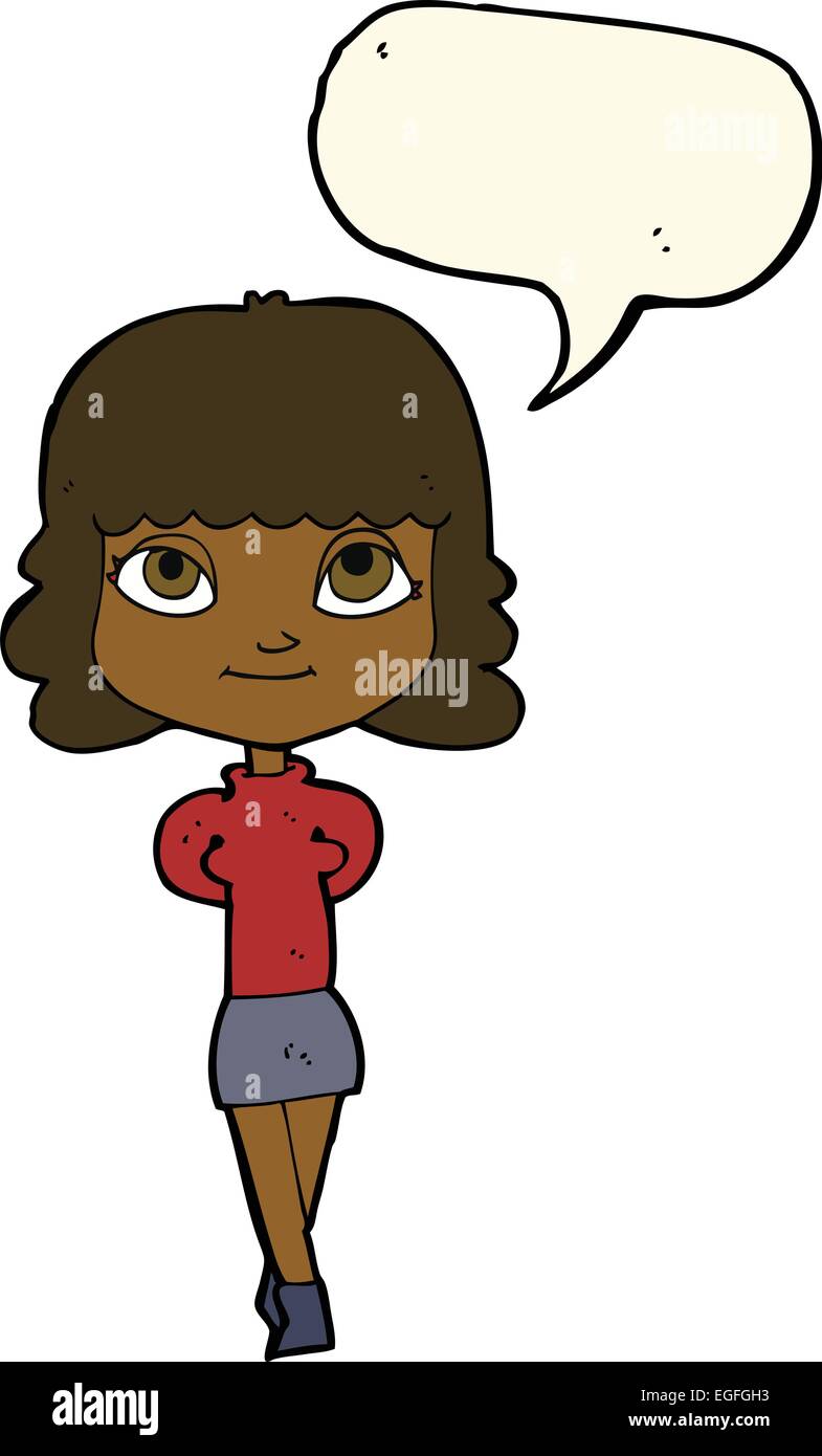 cartoon happy girl with speech bubble Stock Vector Image & Art - Alamy