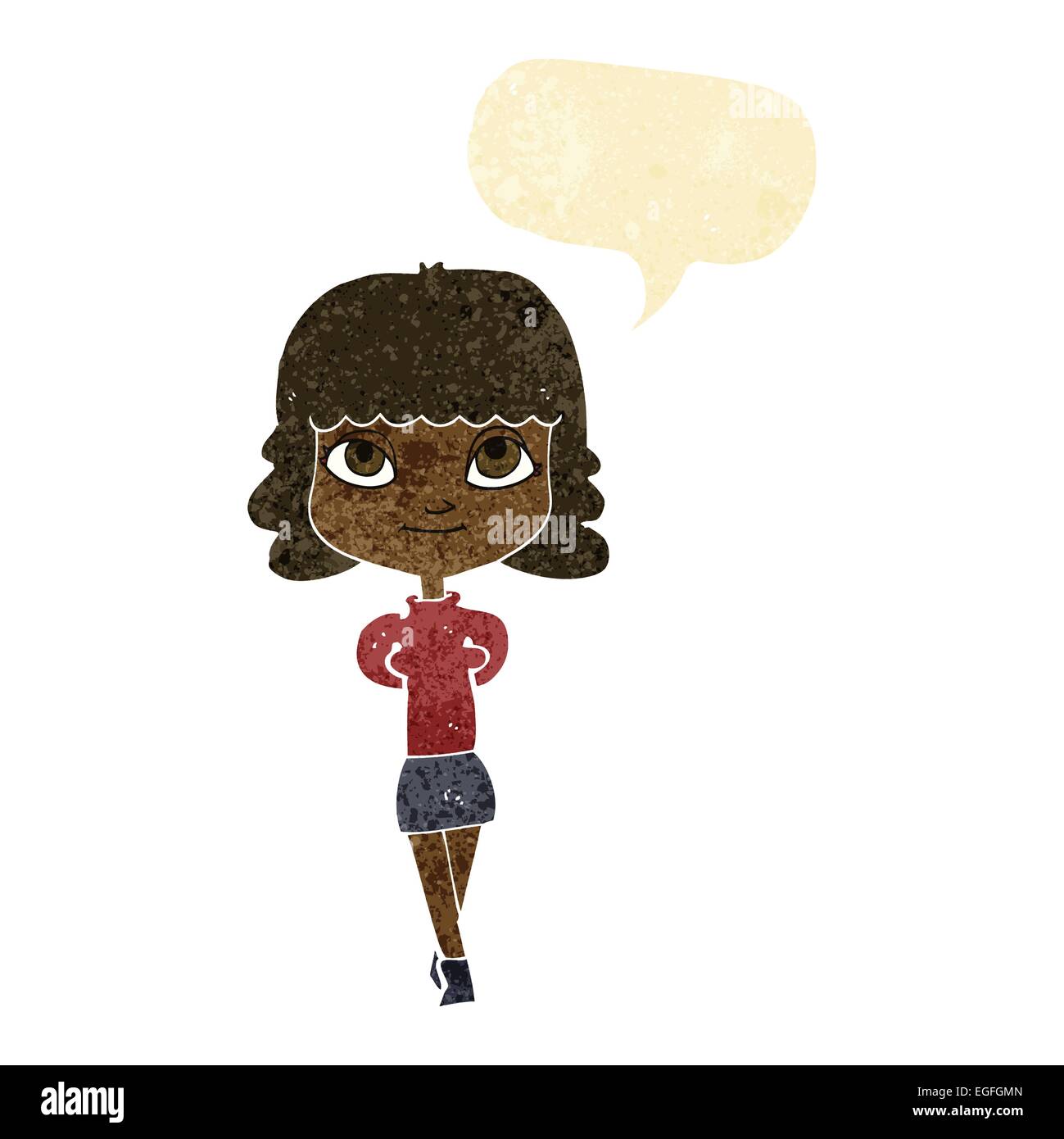cartoon happy girl with speech bubble Stock Vector Image & Art - Alamy