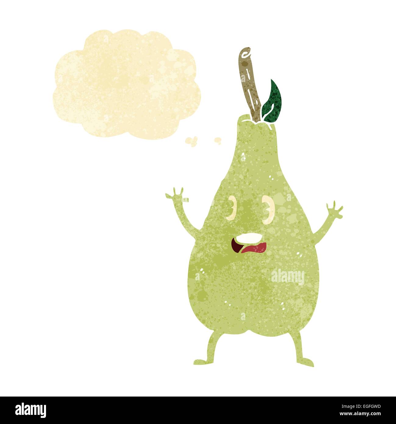 cartoon frightened pear with thought bubble Stock Vector Image & Art ...