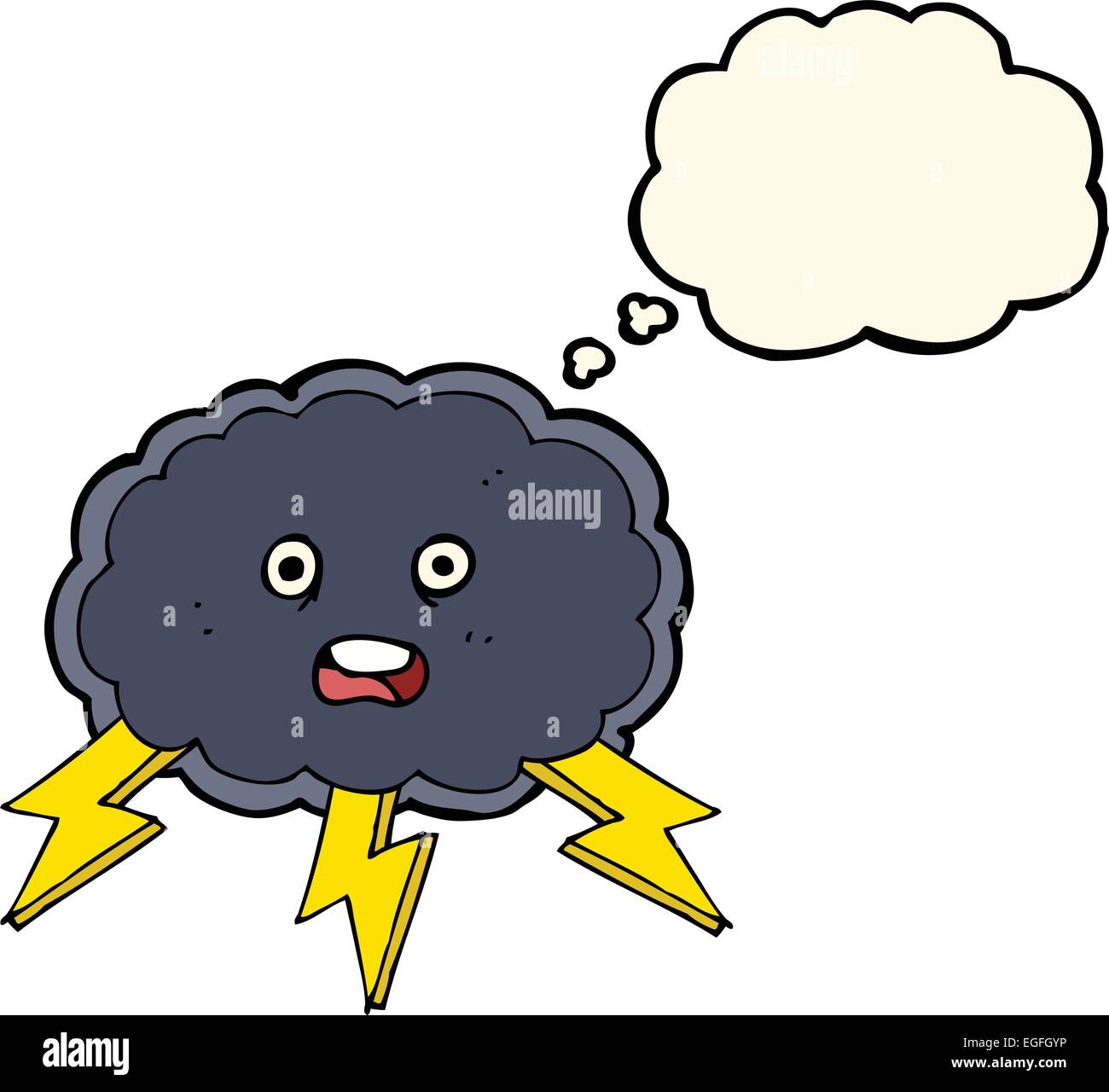 cartoon cloud and lightning bolt symbol with thought bubble Stock ...