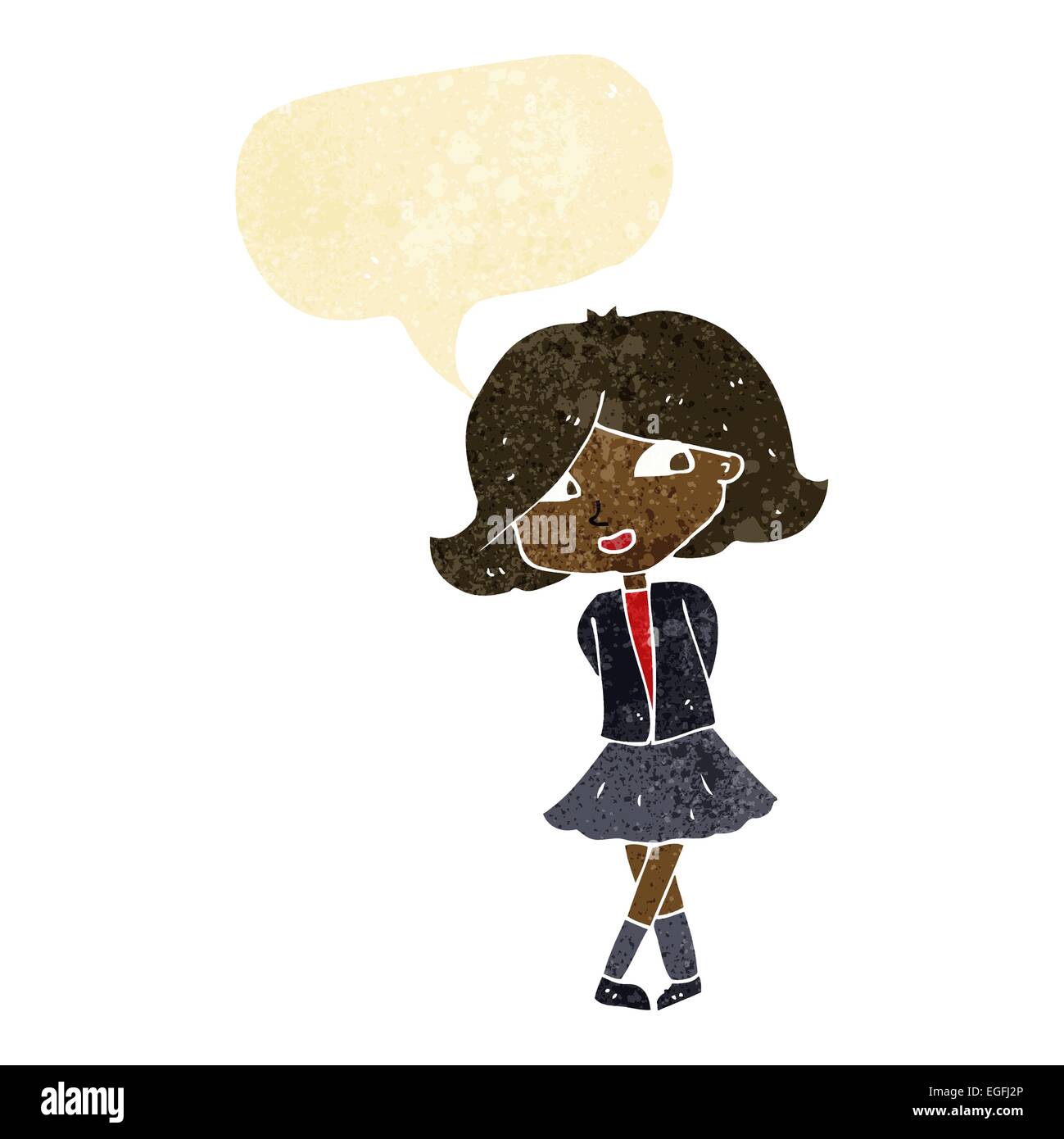 cartoon happy girl with speech bubble Stock Vector Image & Art - Alamy
