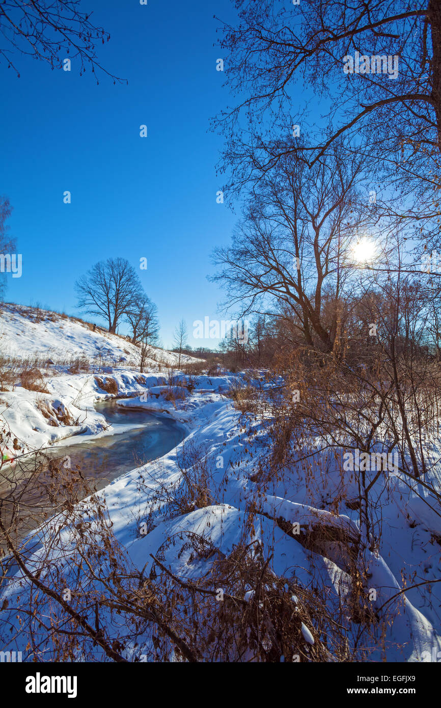 Forest River with Snow at Early Spring, Russian Nature Stock Photo - Alamy