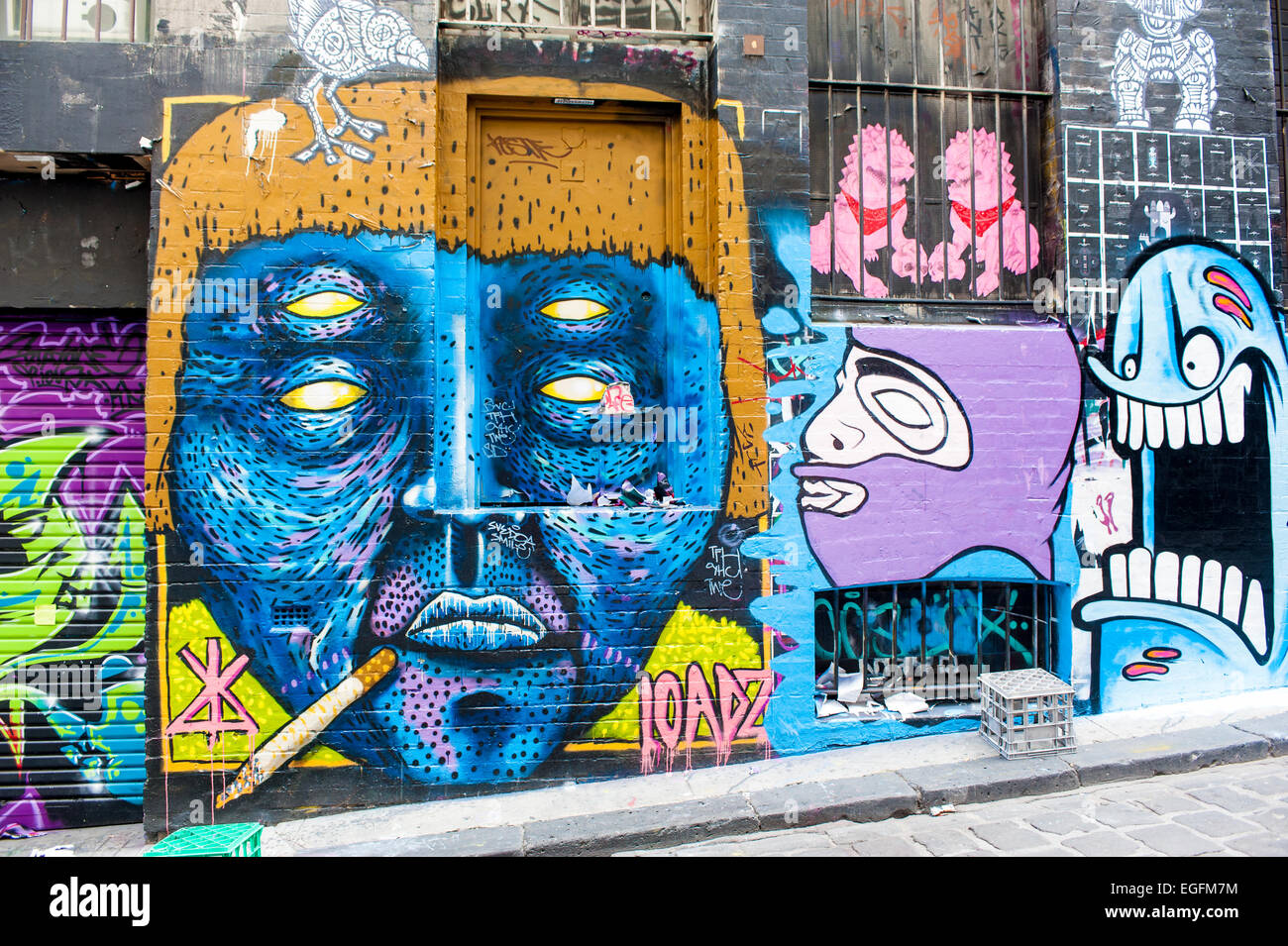 Graffitti in renowned Hoosier Lane, Melbourne, Australia Stock Photo