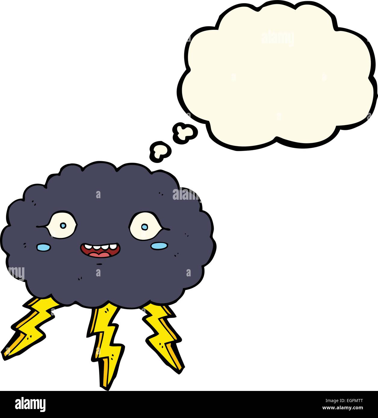 happy cartoon rain cloud with thought bubble Stock Vector Image & Art ...