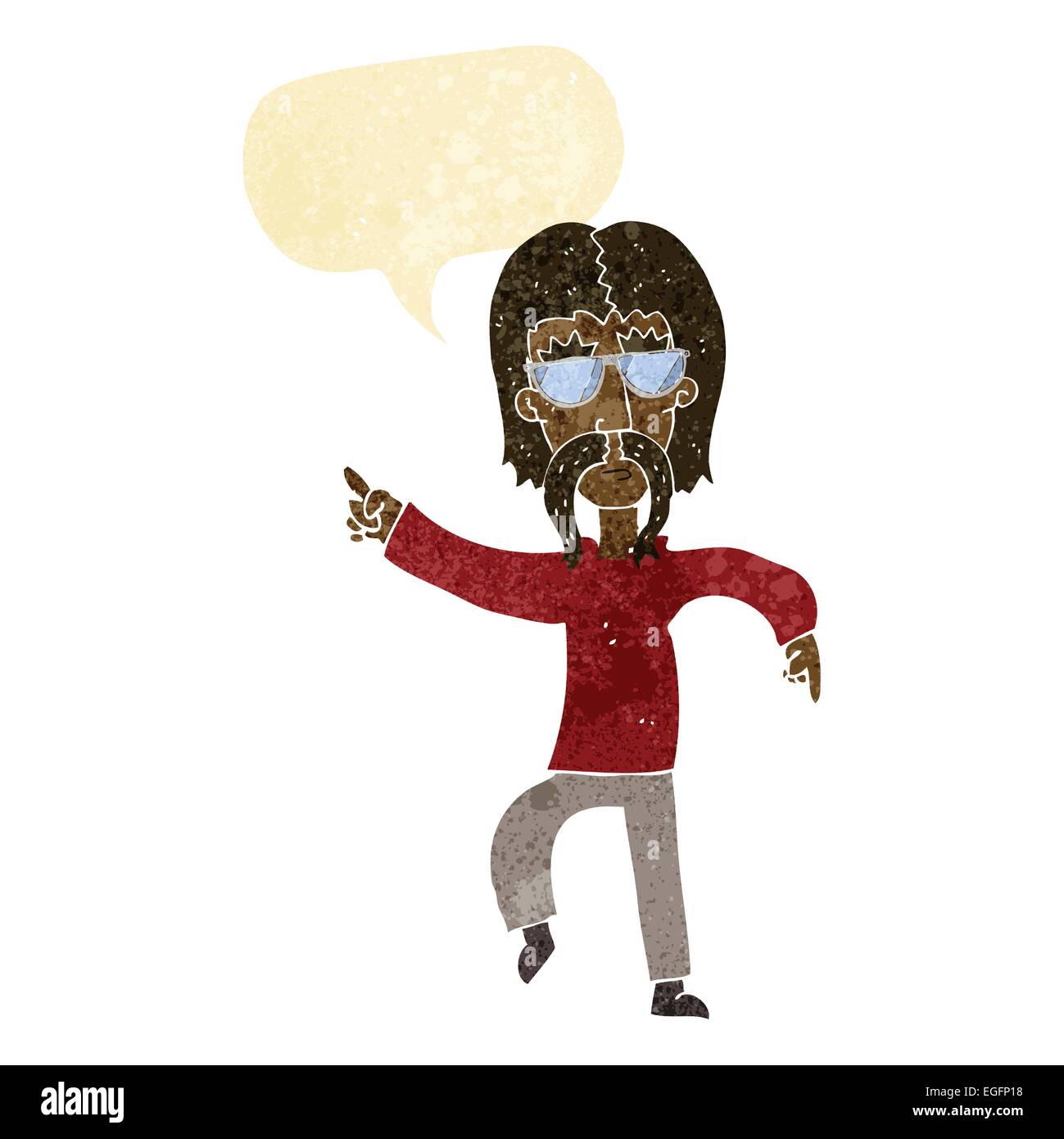 cartoon hippie man wearing glasses with speech bubble Stock Vector ...