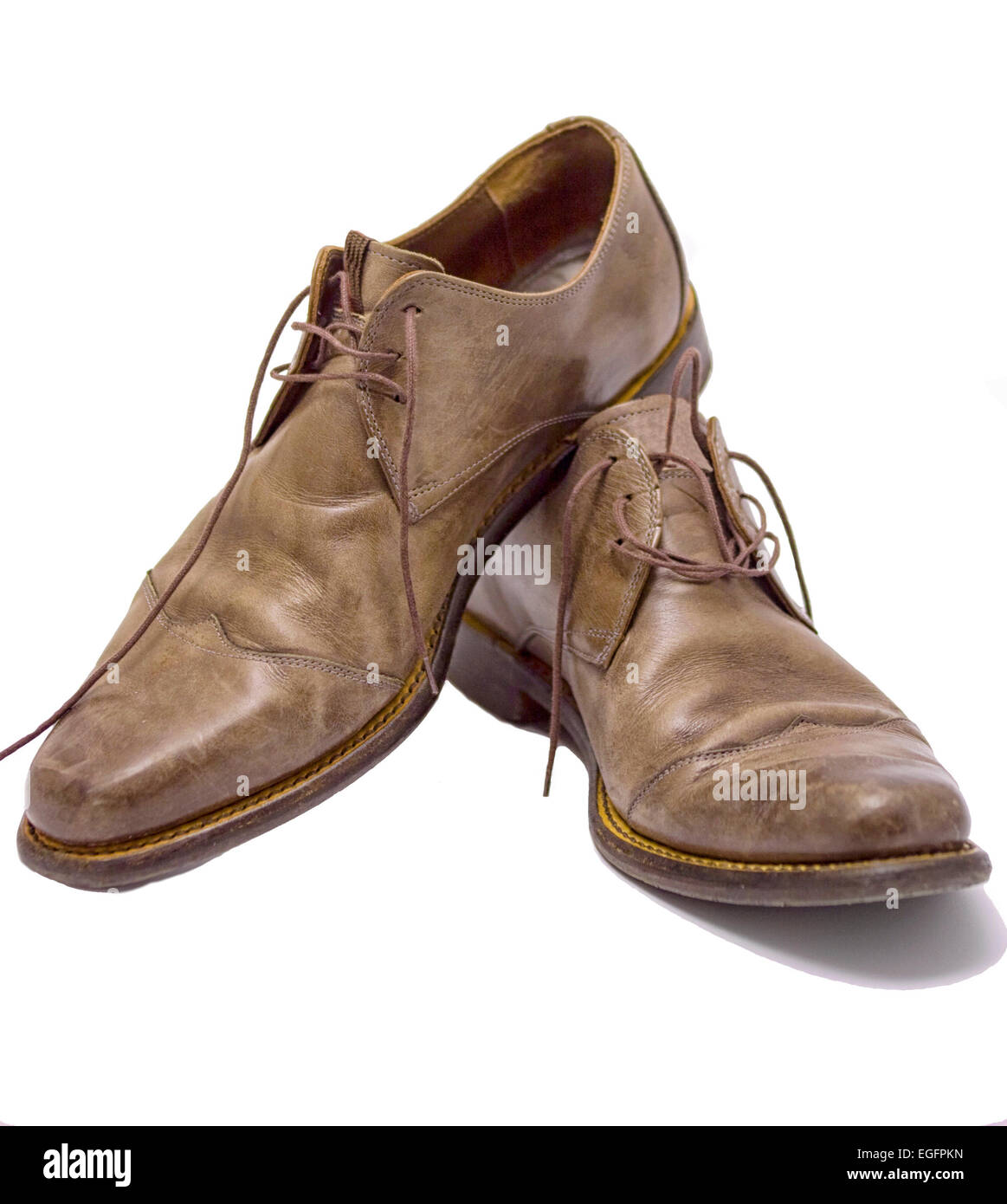Modern brown leather shoes for men isolated on white Stock Photo - Alamy