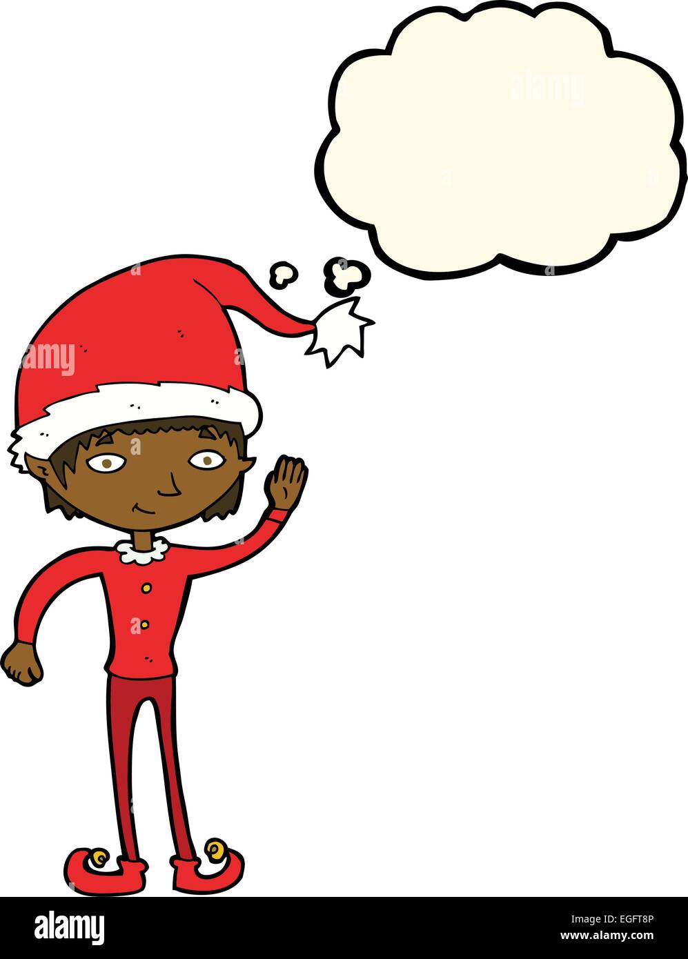 Elf Thinking Santas waving Stock Vector Images - Alamy