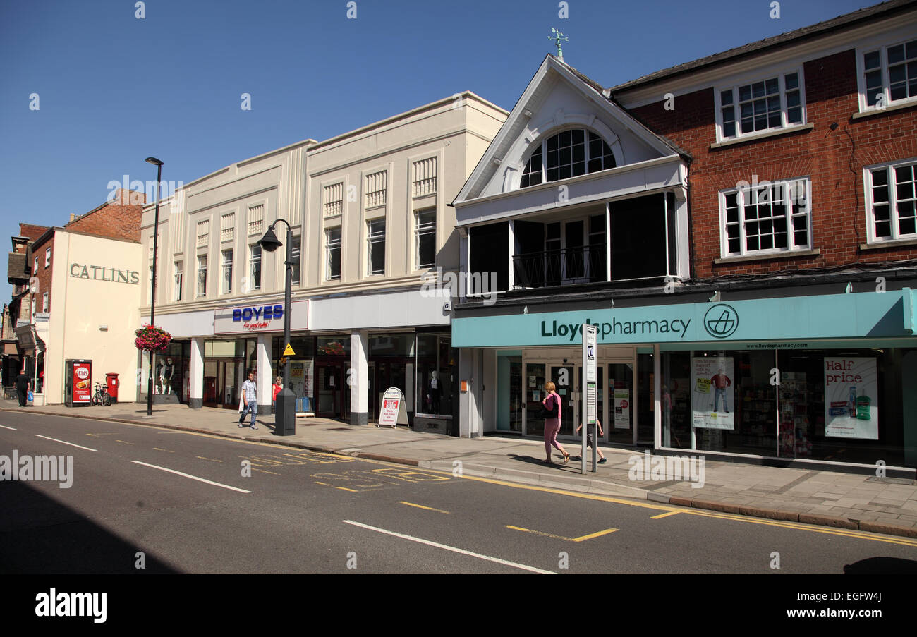 The High Street and shops in Grantham, Lincolnshire Stock Photo Alamy