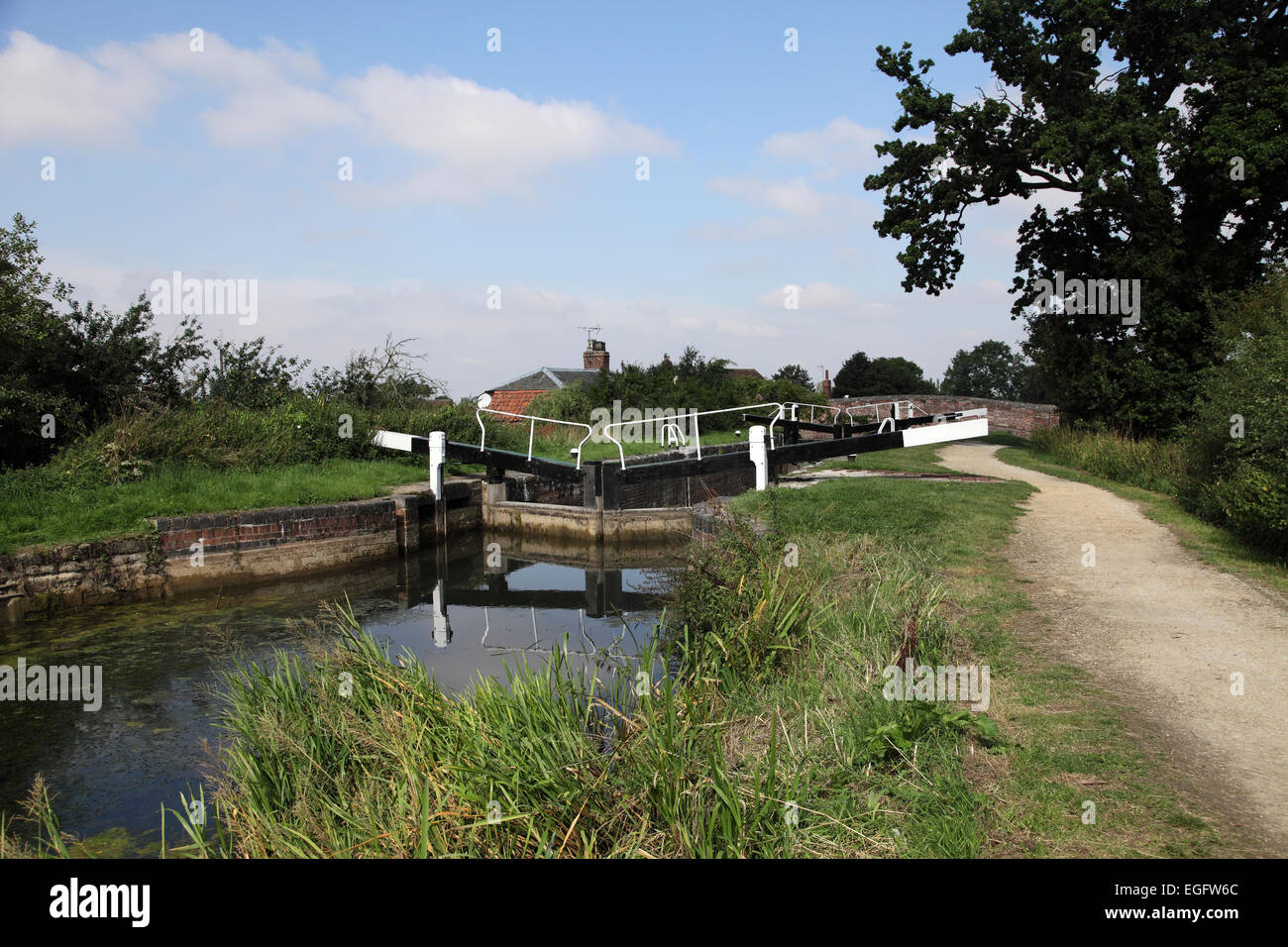 Locks on the Grantham Canal, near the Vale of Belvoir, Lincolnshire Stock Photo