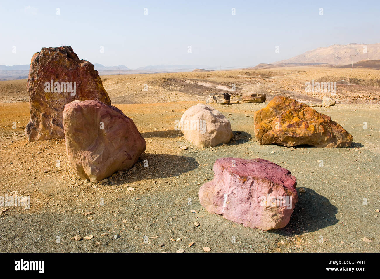 Colored stones in the Makhtesh ramon crater in the negev desert Stock Photo