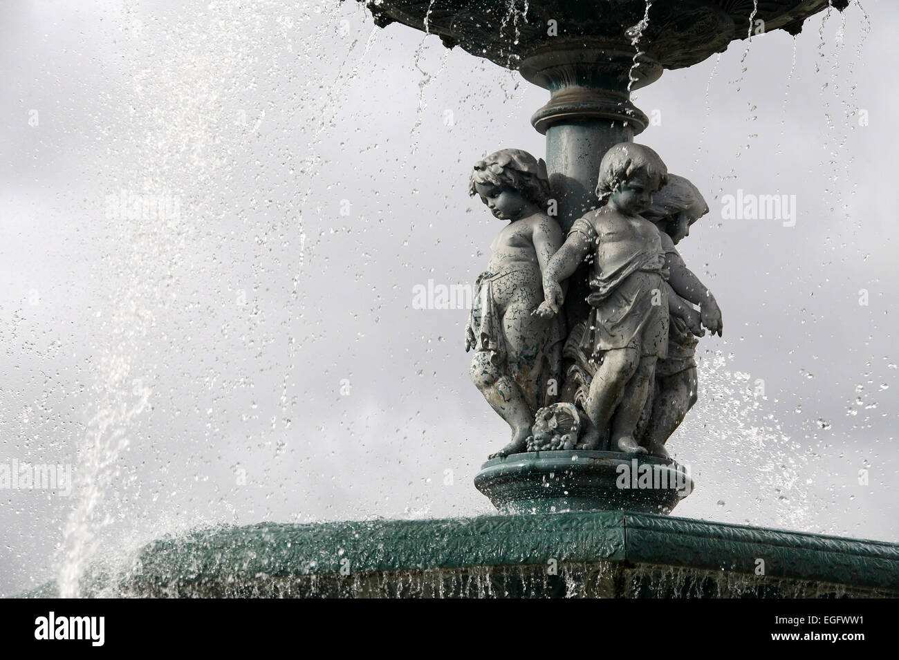 Rossio Fountain in Lisbon Stock Photo