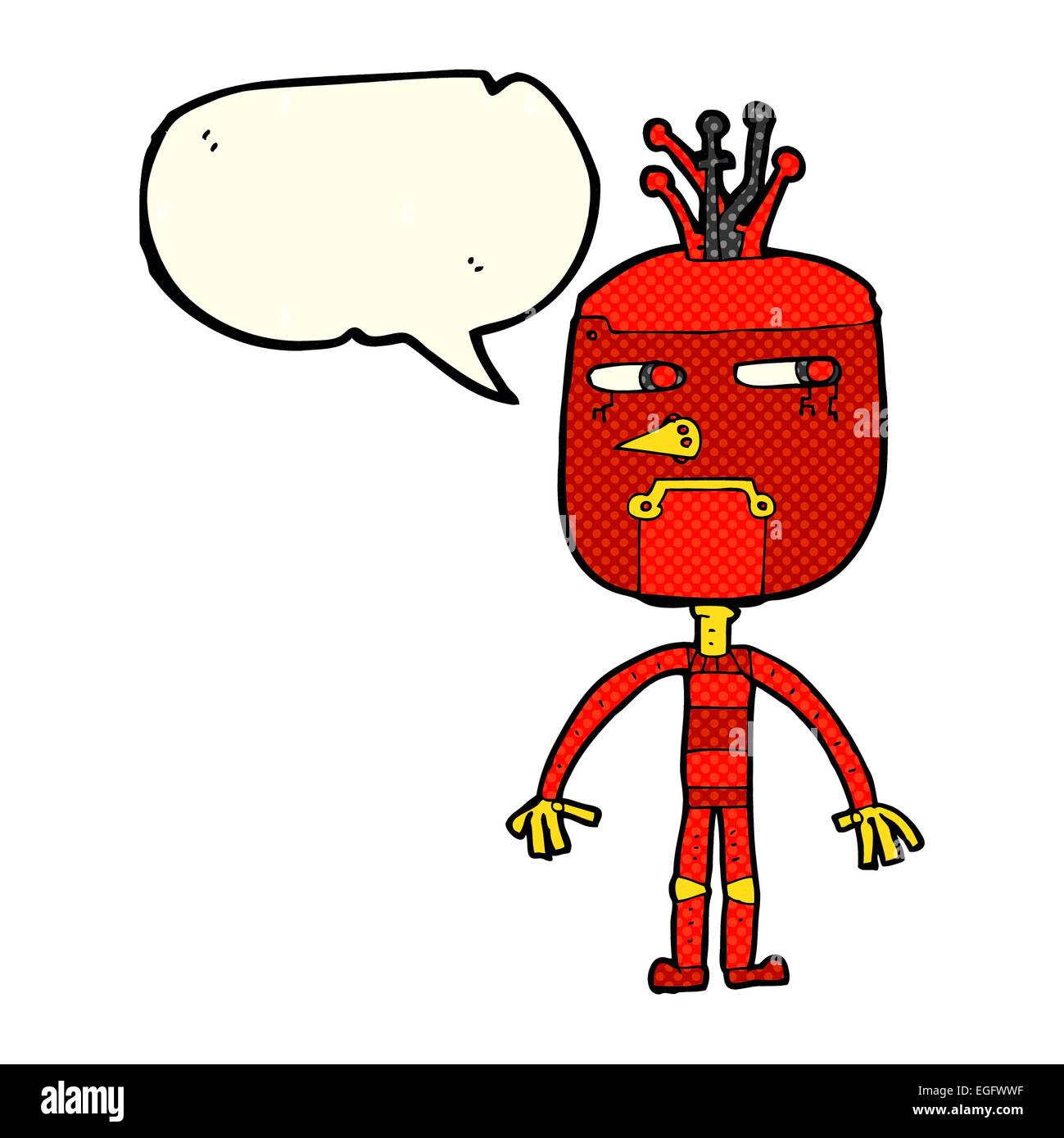 funny cartoon robot with speech bubble Stock Vector Image & Art - Alamy
