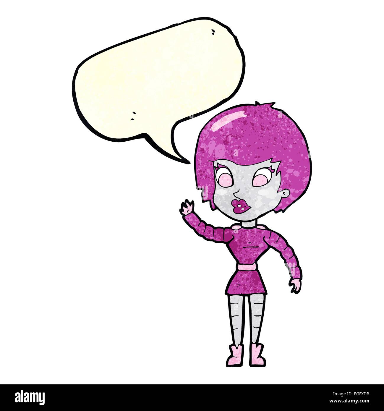 cartoon robot woman waving with speech bubble Stock Vector Image & Art ...