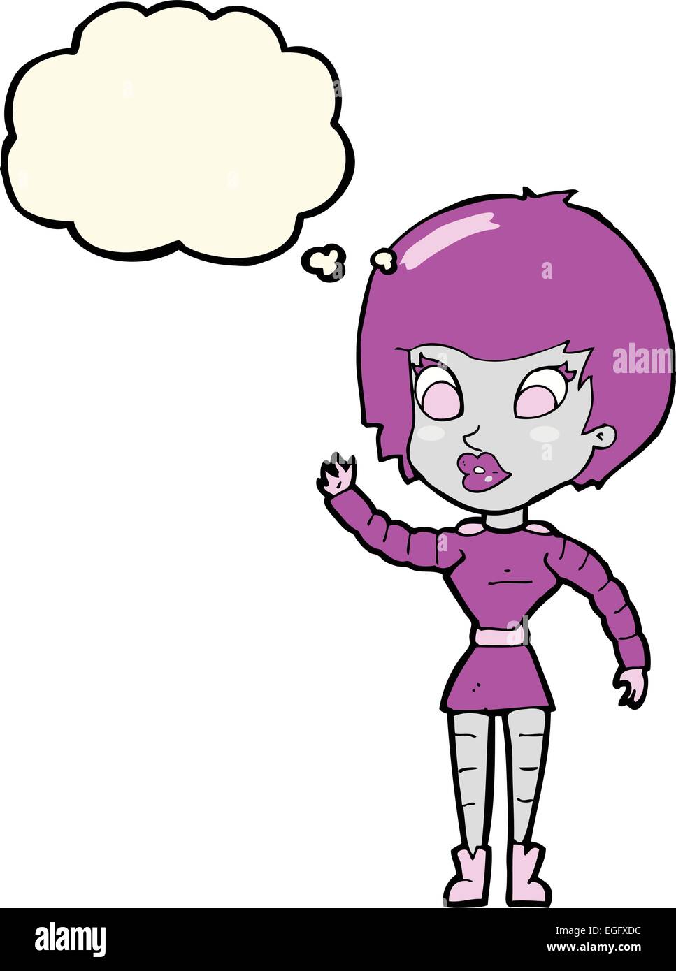 cartoon robot woman waving with thought bubble Stock Vector Image & Art ...