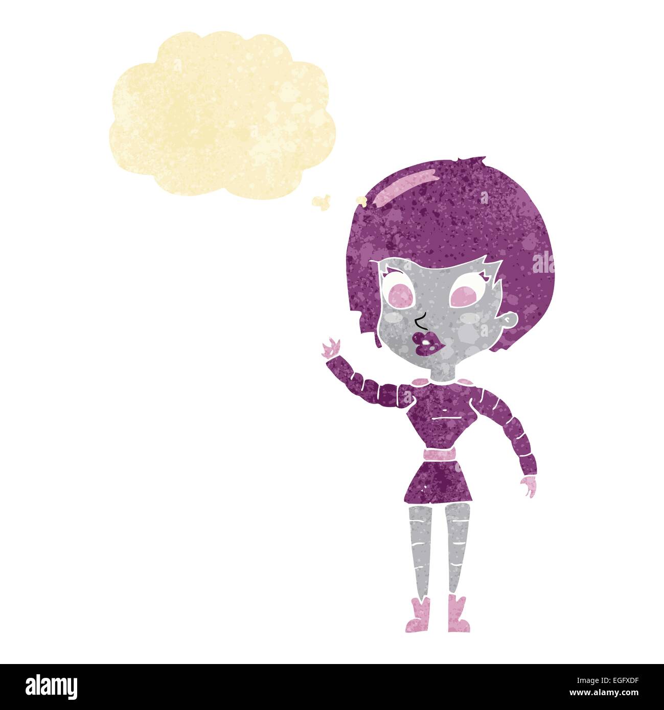cartoon robot woman waving with thought bubble Stock Vector Image & Art ...