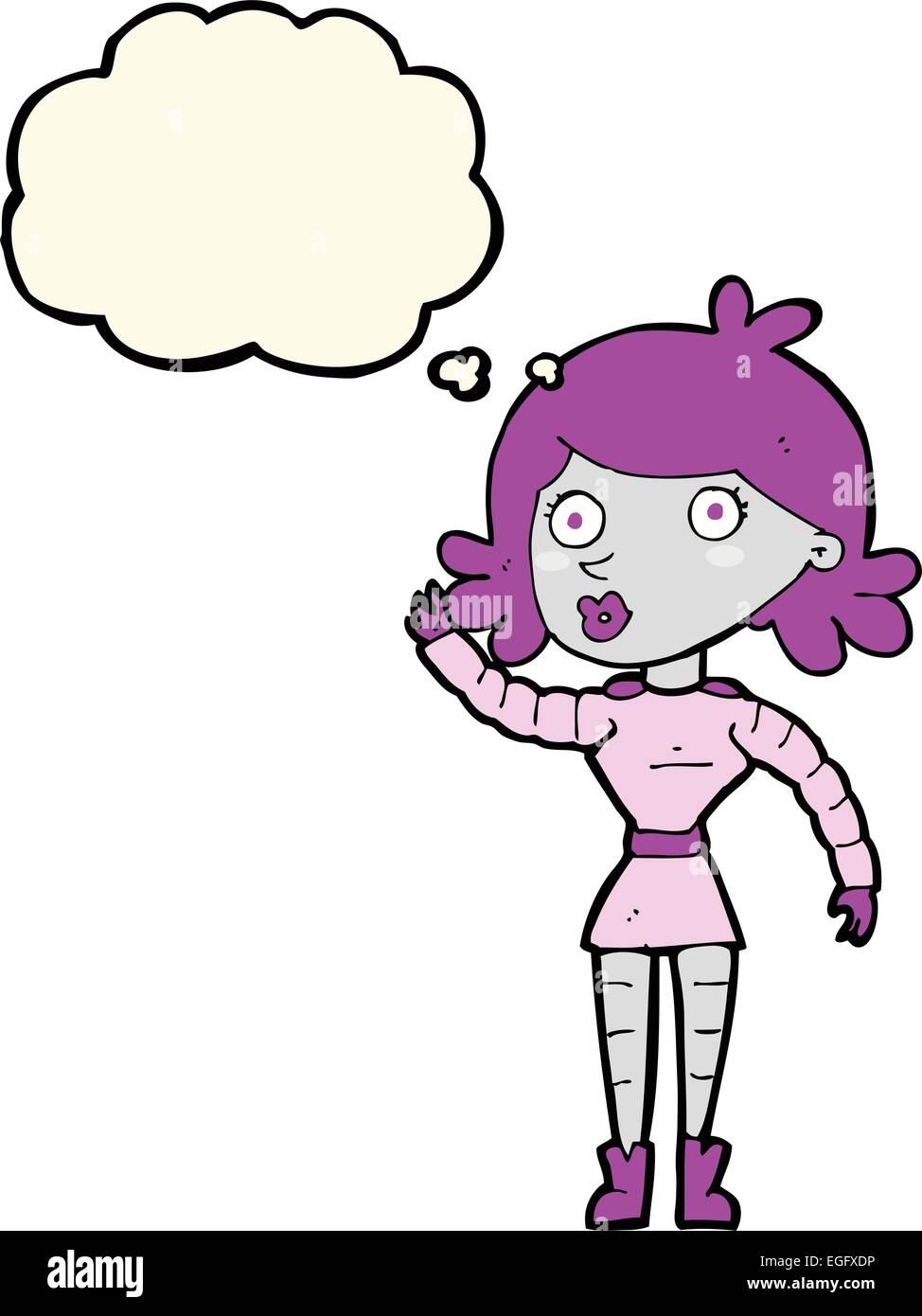 cartoon robot woman waving with thought bubble Stock Vector Image & Art ...