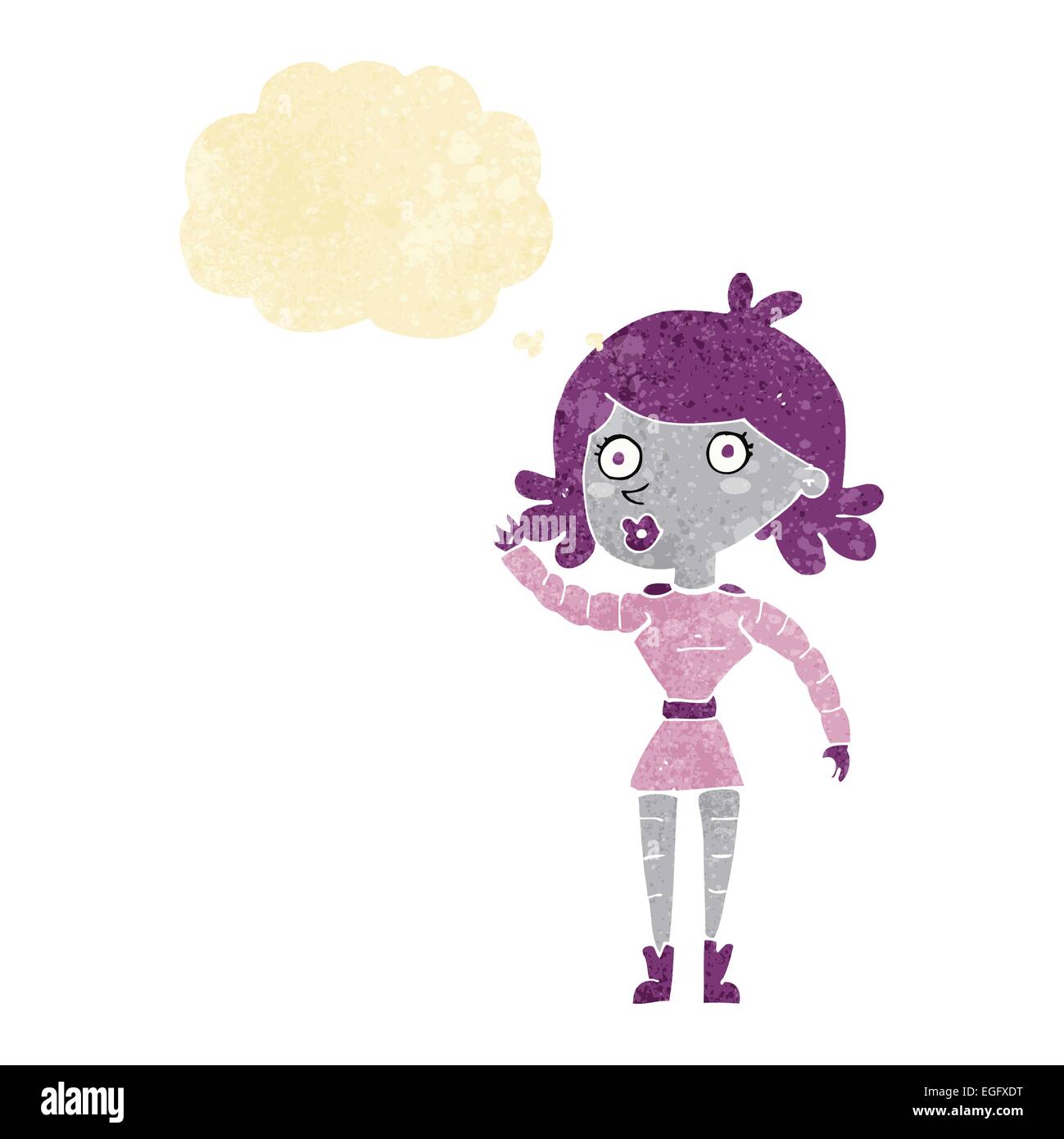 cartoon robot woman waving with thought bubble Stock Vector Image & Art ...