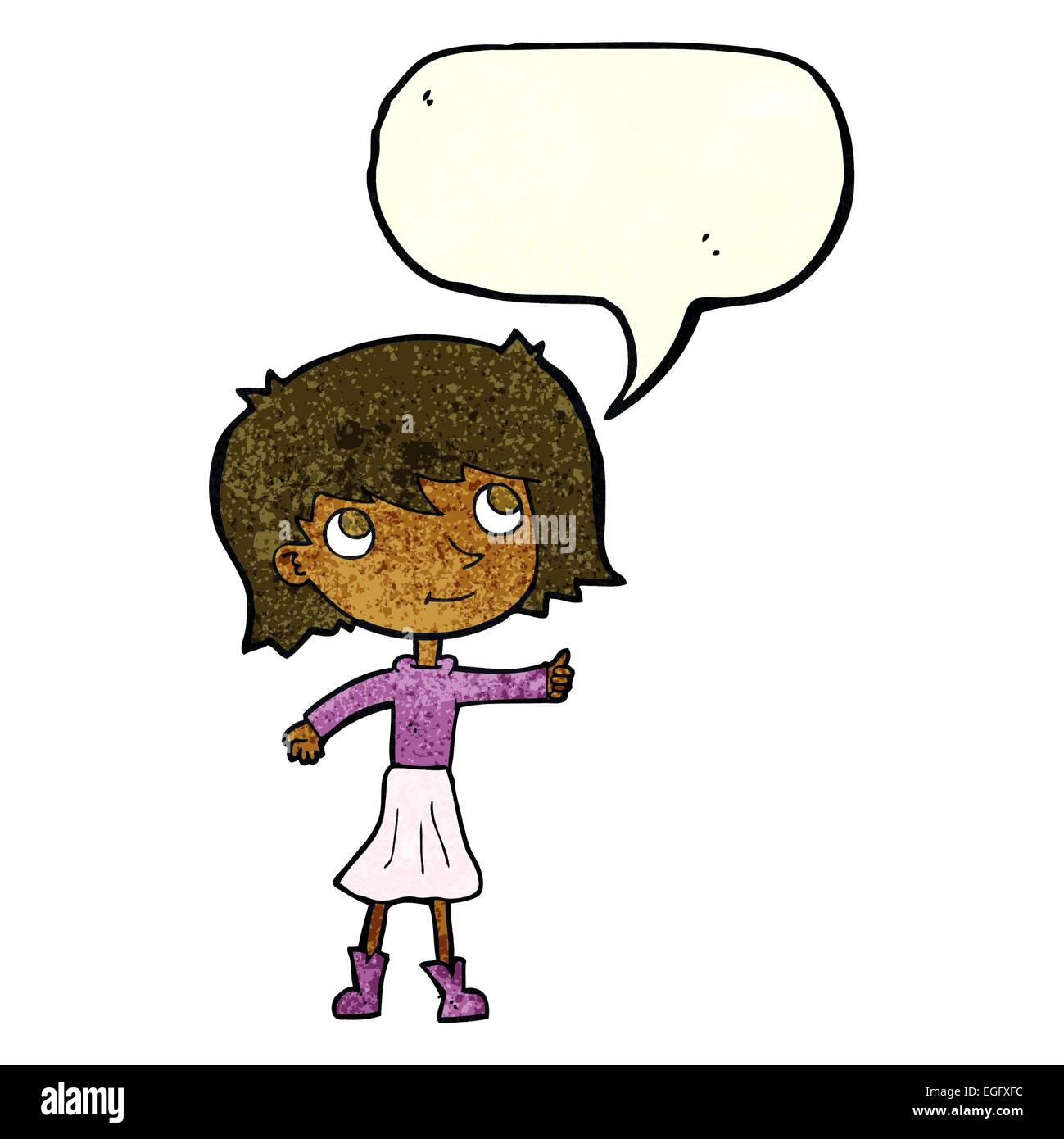 cartoon happy girl with speech bubble Stock Vector Image & Art - Alamy