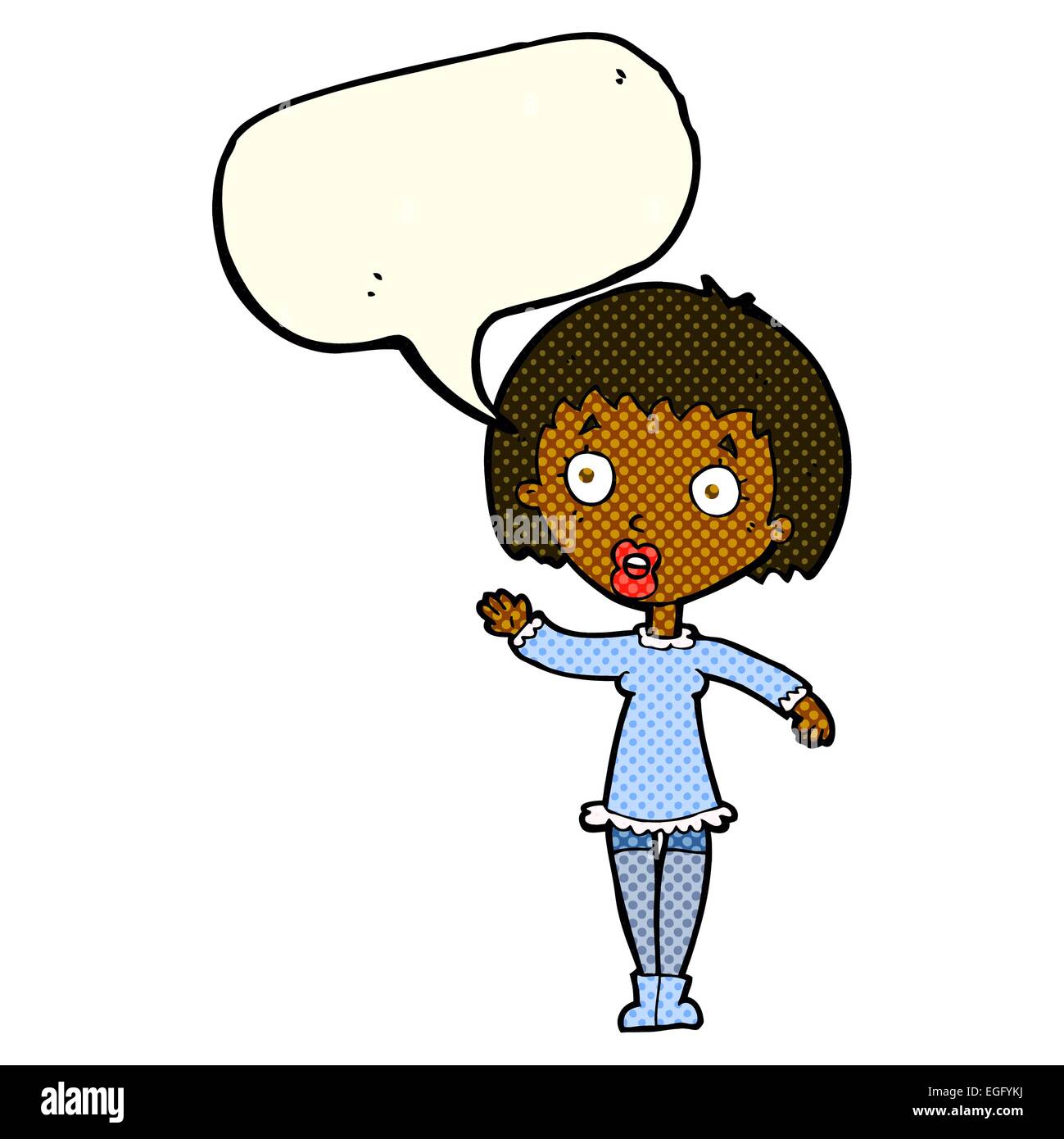 cartoon waving woman with speech bubble Stock Vector Image & Art - Alamy