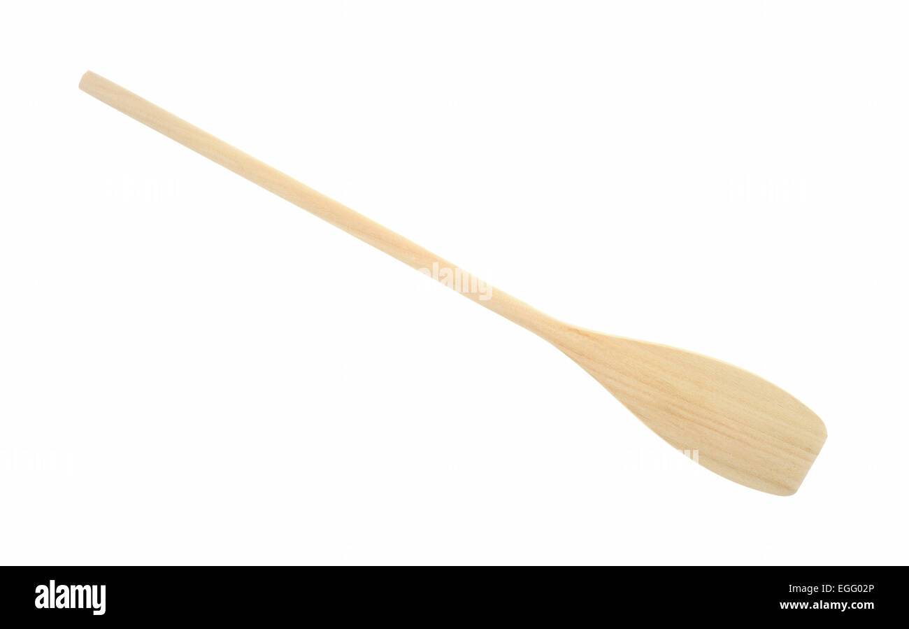A new wood kitchen spoon isolated on a white background. Stock Photo