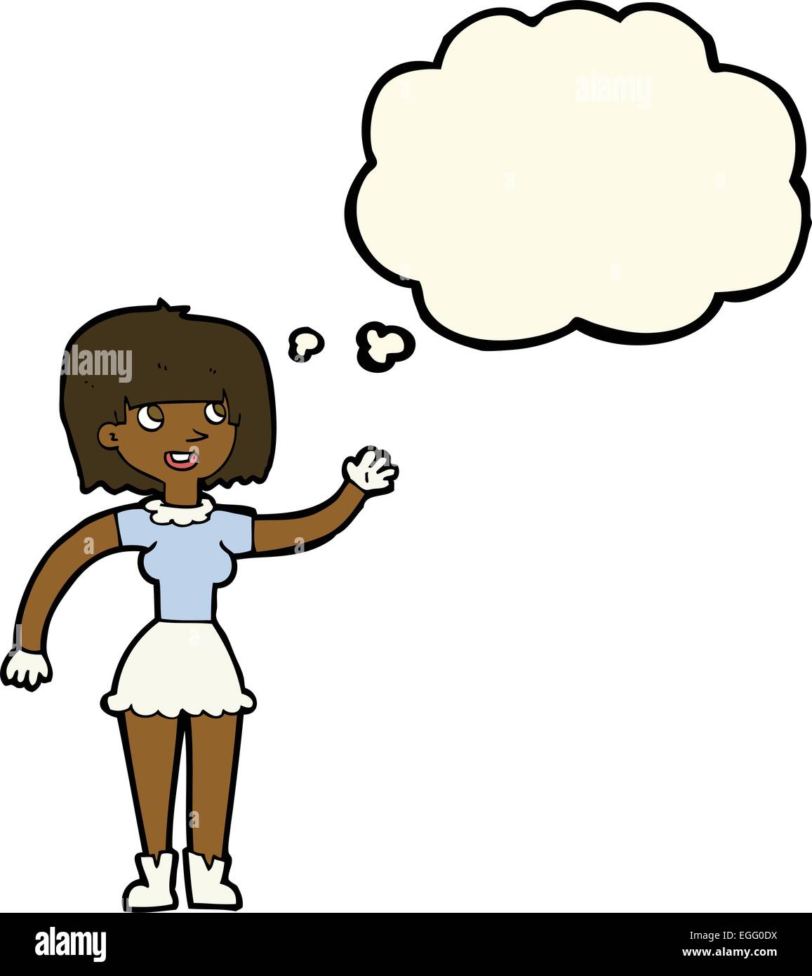 cartoon girl waving with thought bubble Stock Vector Image & Art - Alamy