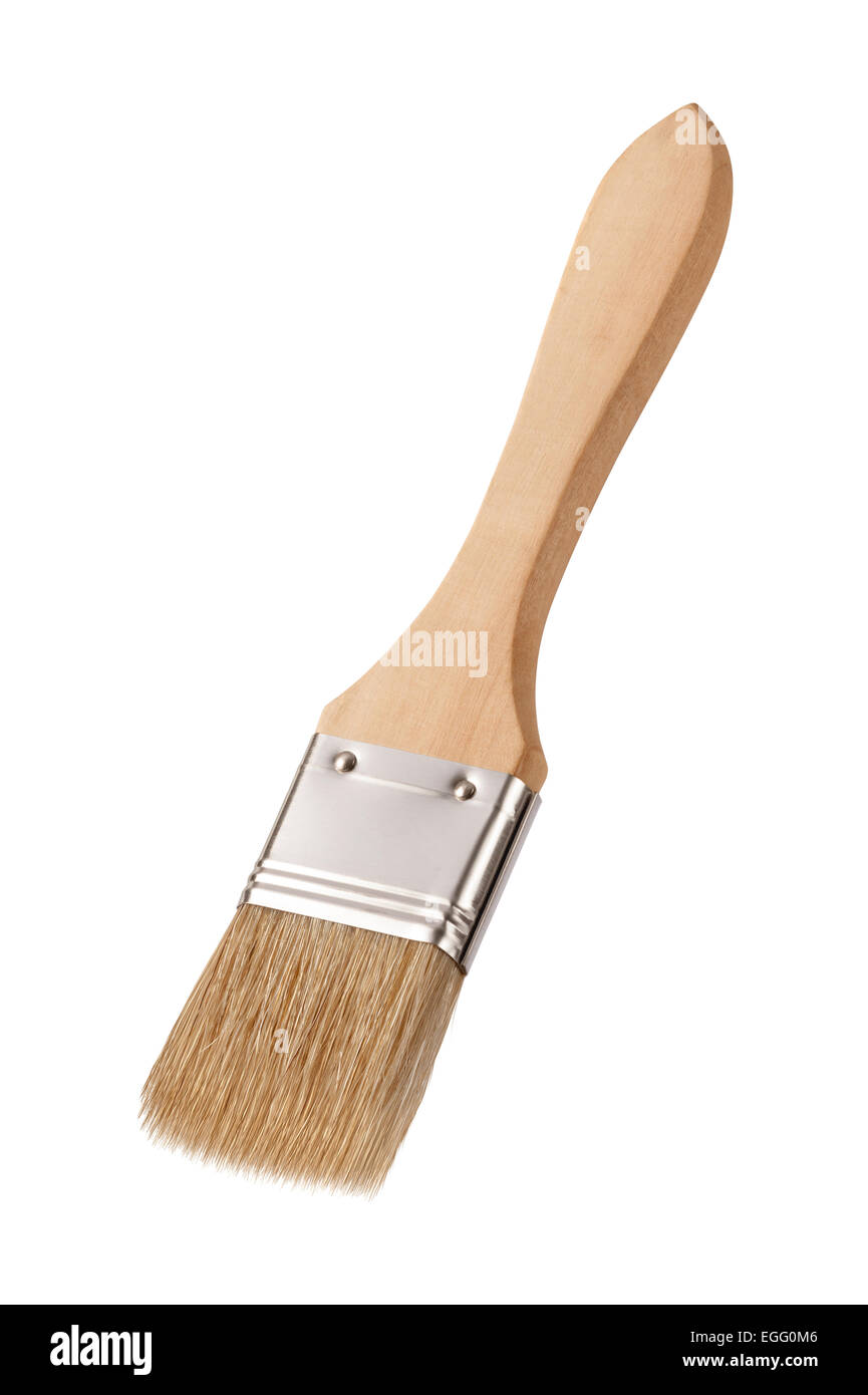 Paintbrush with a Wooden Handle Stock Photo