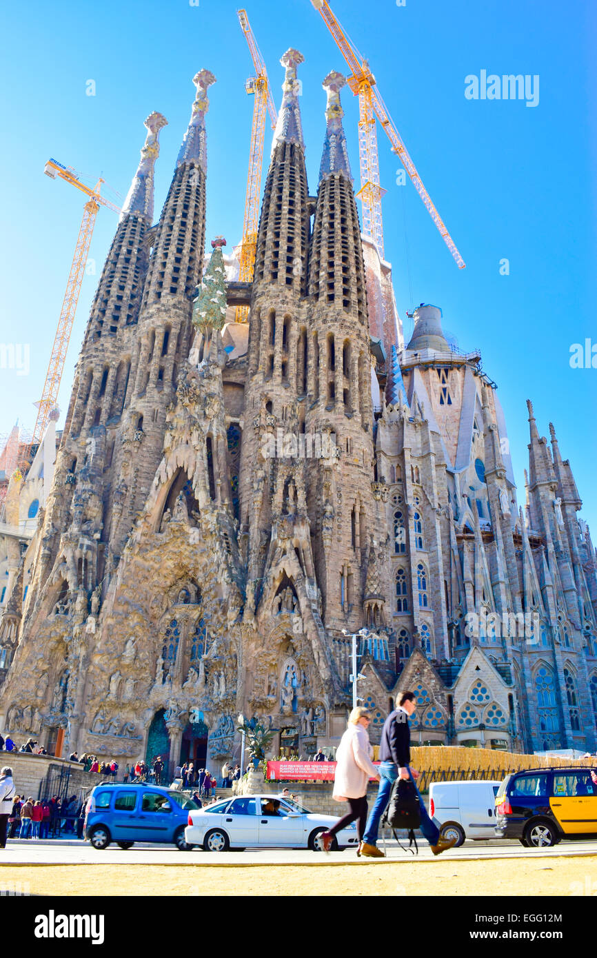 Sagrada familia designed by Antoni Gaudi architect. Barcelona, Catalonia, Spain. Stock Photo