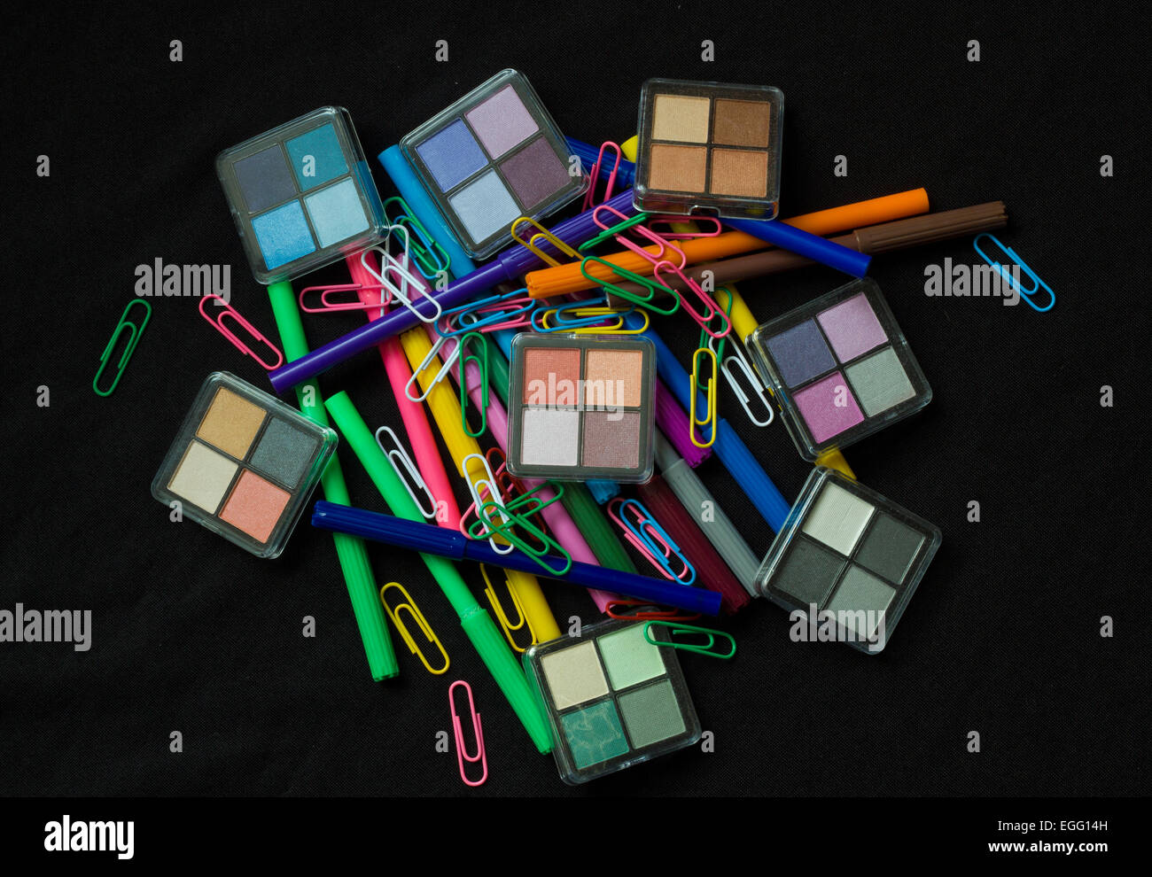 Make up Products-Pens-Paper Clips Stock Photo