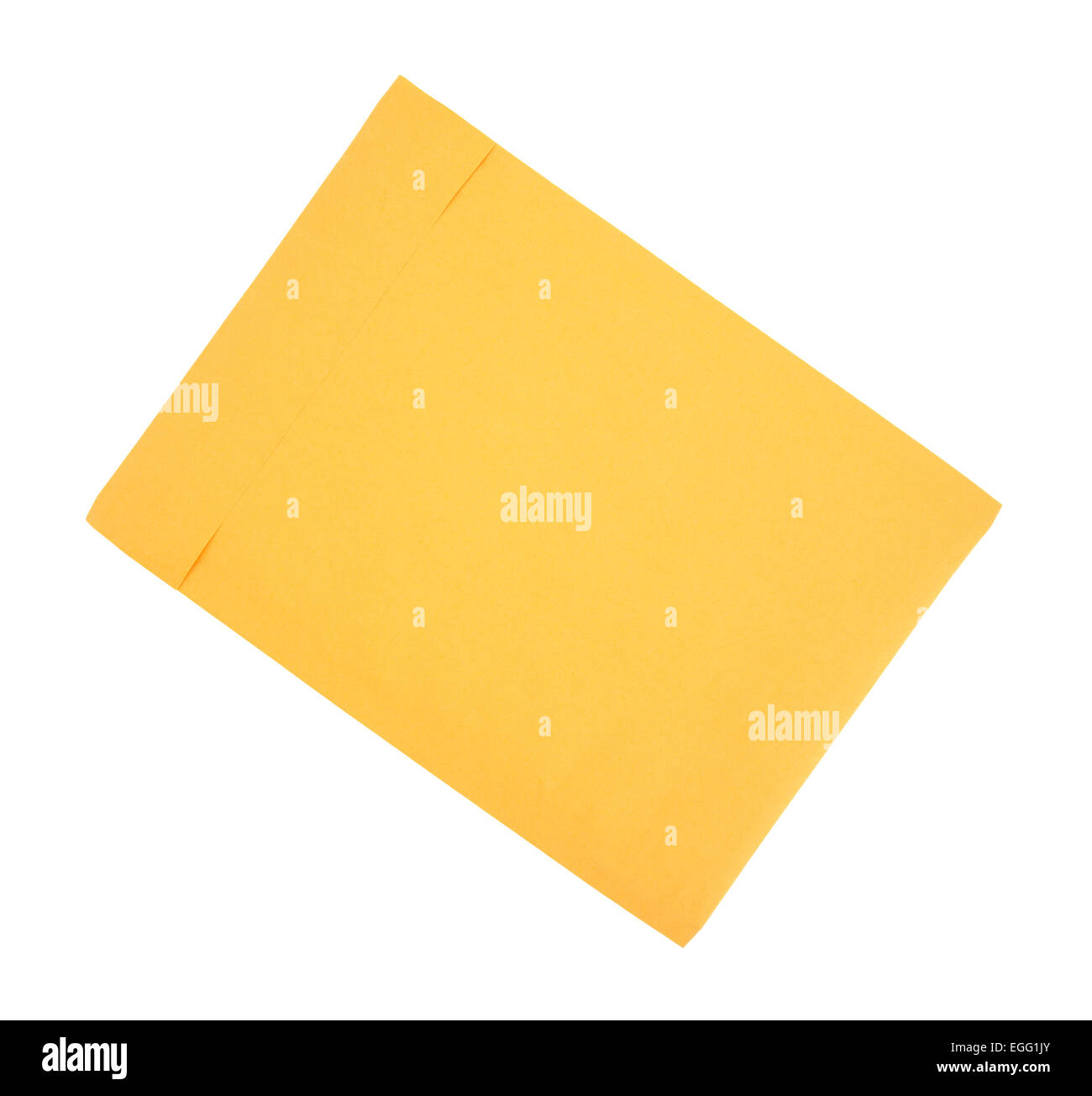 Top view of a closed padded manila envelope on a white background Stock