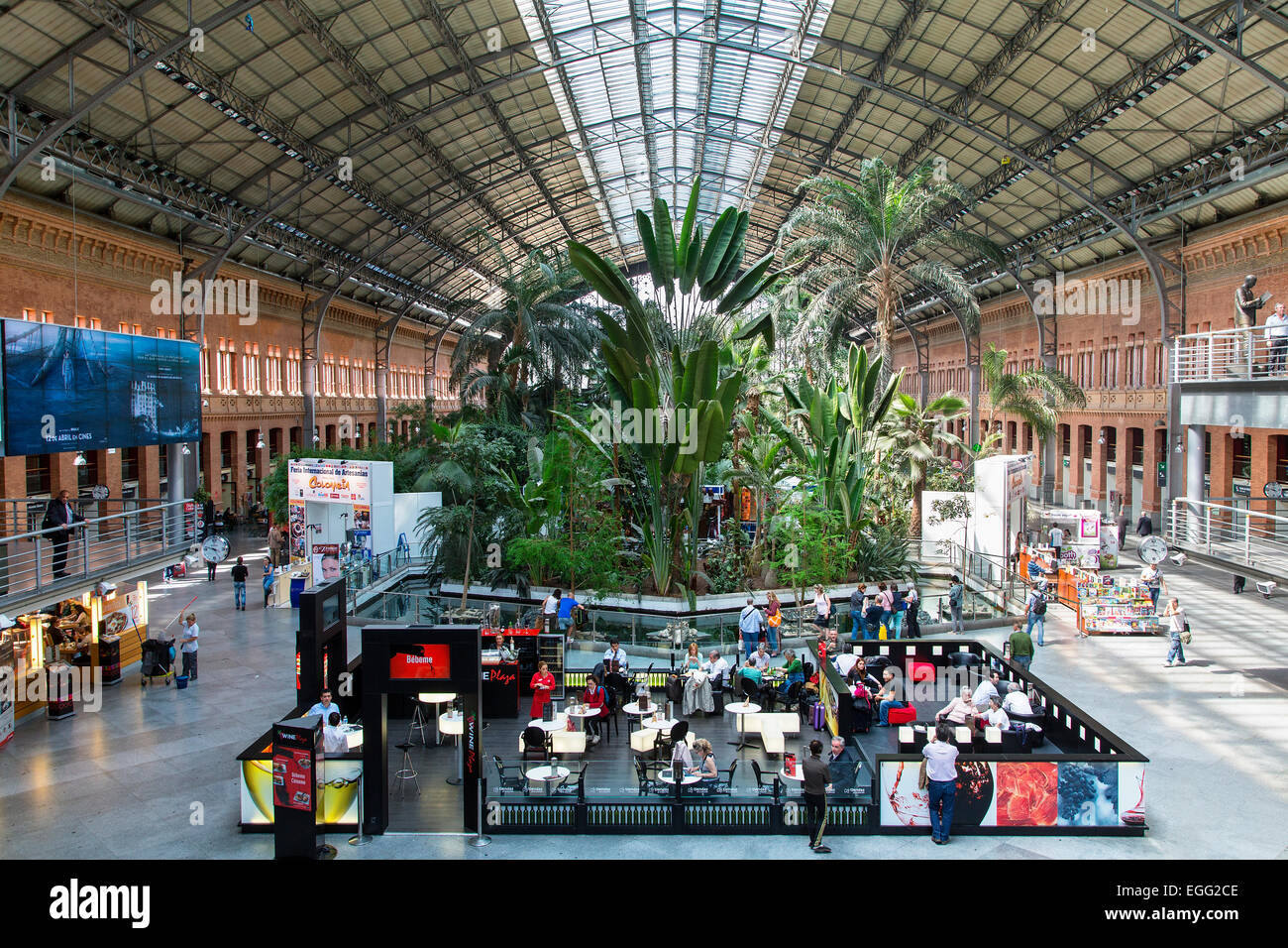 Madrid, View inside the Atocha railway station Stock Photo