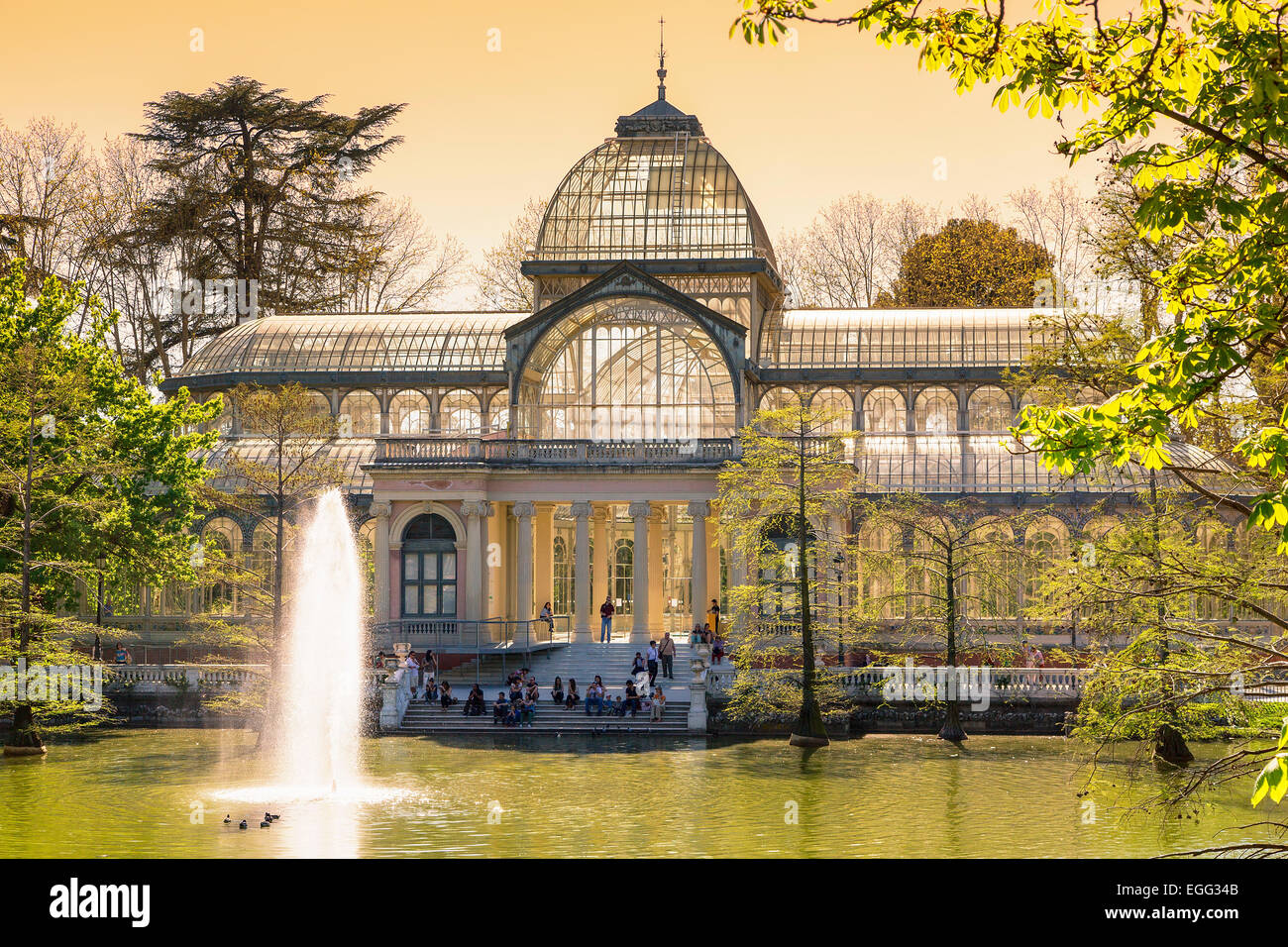 Palacio de Cristal in Parque del Buen Retiro Stock Photo