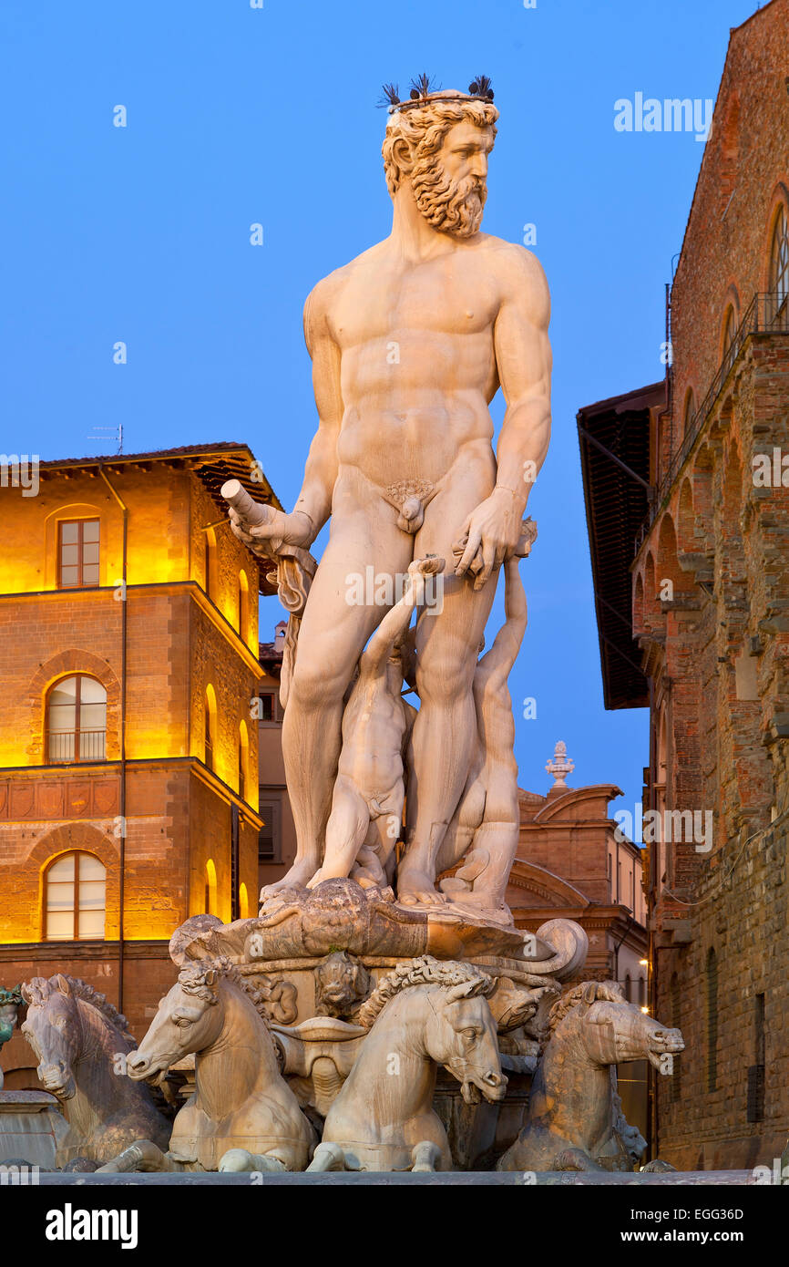 Fountain of Neptune, Firenze, Italy Stock Photo