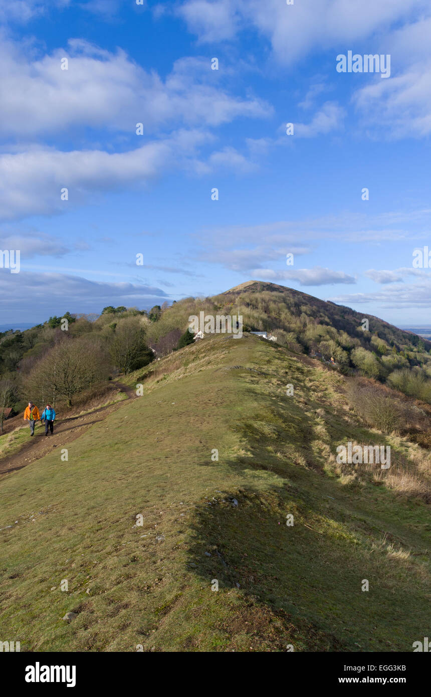 Perseverance Hill & Worcestershire Beacon Beyond, Malvern Hills, Worcestershire & Herefordshire Border, England, UK in Winter Stock Photo