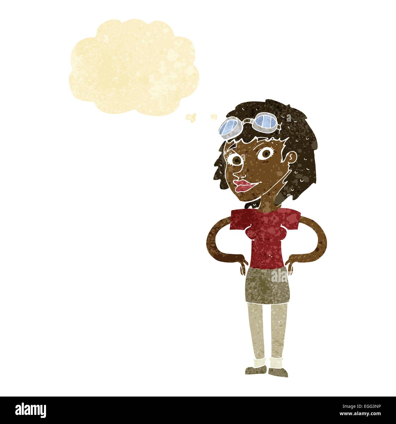 cartoon retro pilot woman with thought bubble Stock Vector Image & Art ...