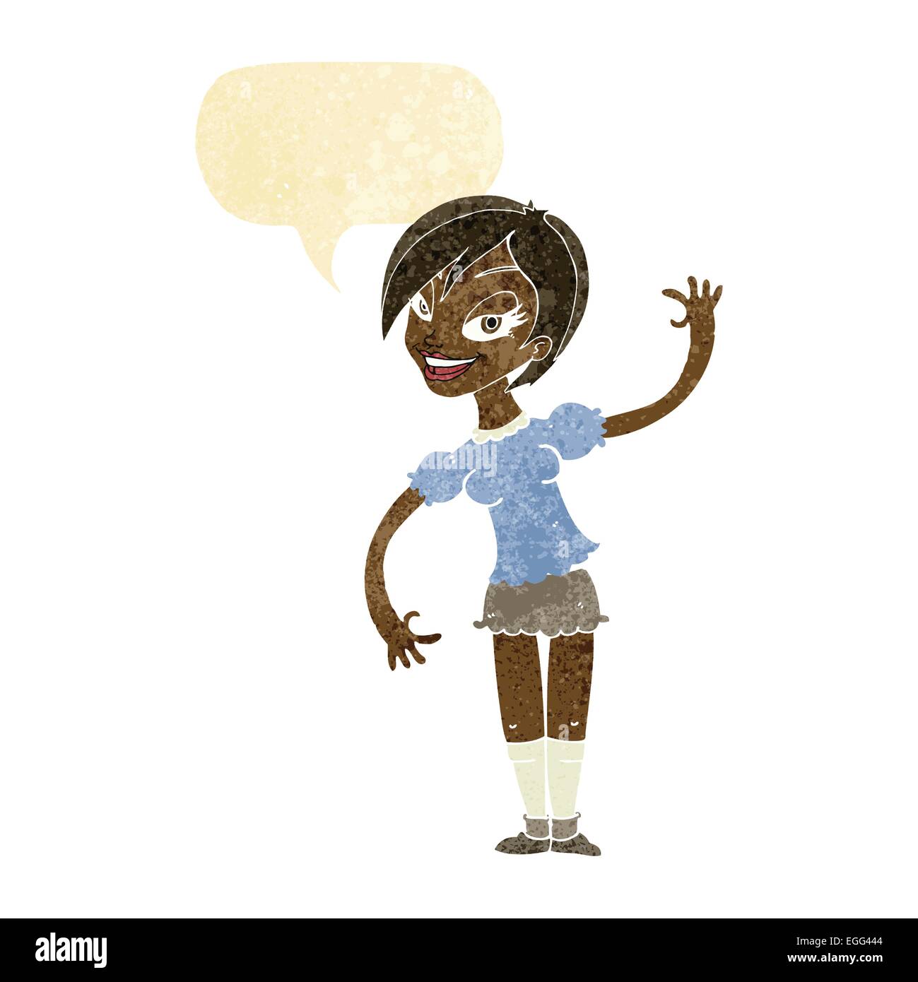 cartoon girl waving with speech bubble Stock Vector Image & Art - Alamy