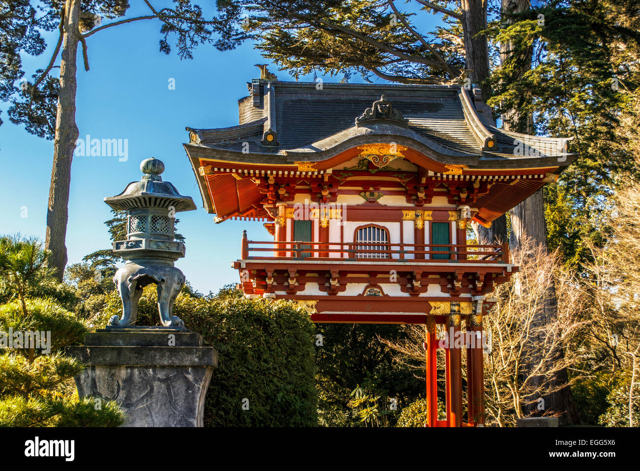 Japanese Pagoda in Tea Garden Stock Photo - Alamy